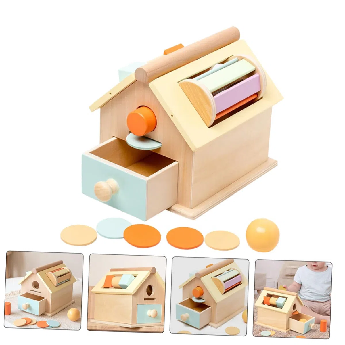 SUPVOX Juguete Educativo Montessori para Niños de 1 a 3 Años, Caja de Madera para Concentración y Entrenamiento Lógico en Educación Temprana