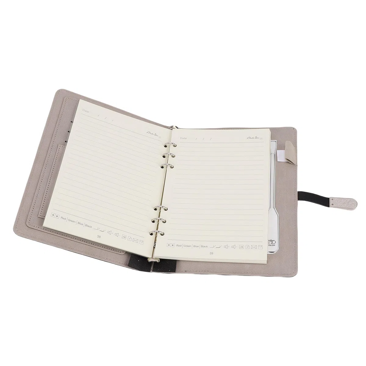 Domary Diario de Viaje de Carga Inalámbrica Personalizado con Luz y Banco Energía para Estudiantes y Empresarios - Cuaderno Cuero PU Duradero
