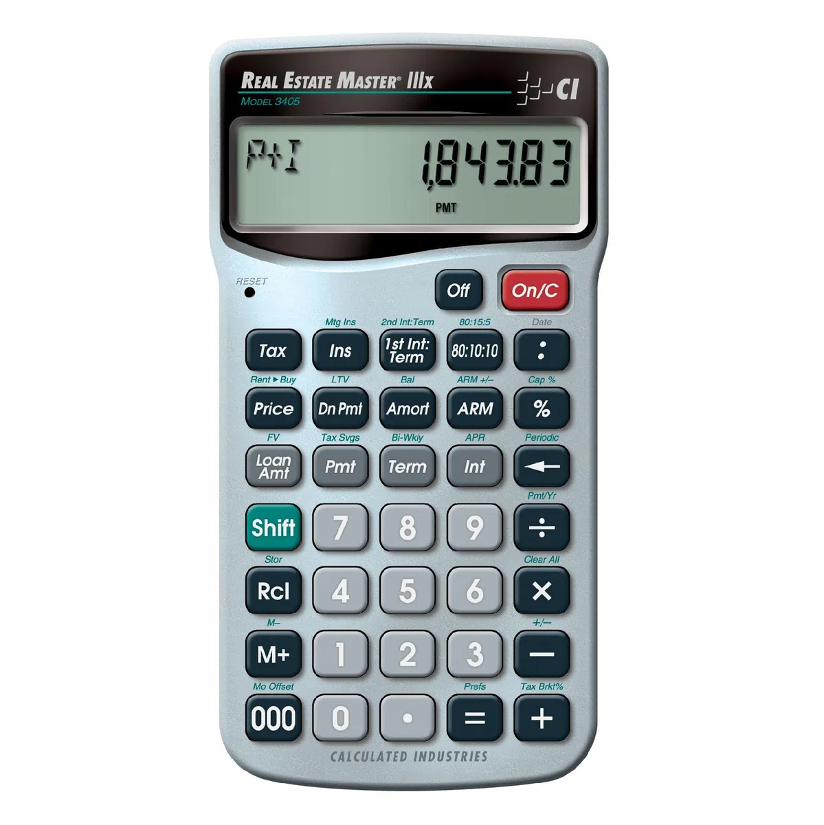 Calculated Industries Real Estate Master IIIx Bolsillo - Calculadora (Bolsillo, Calculadora financiera, 9 dígitos, Batería, Plata)