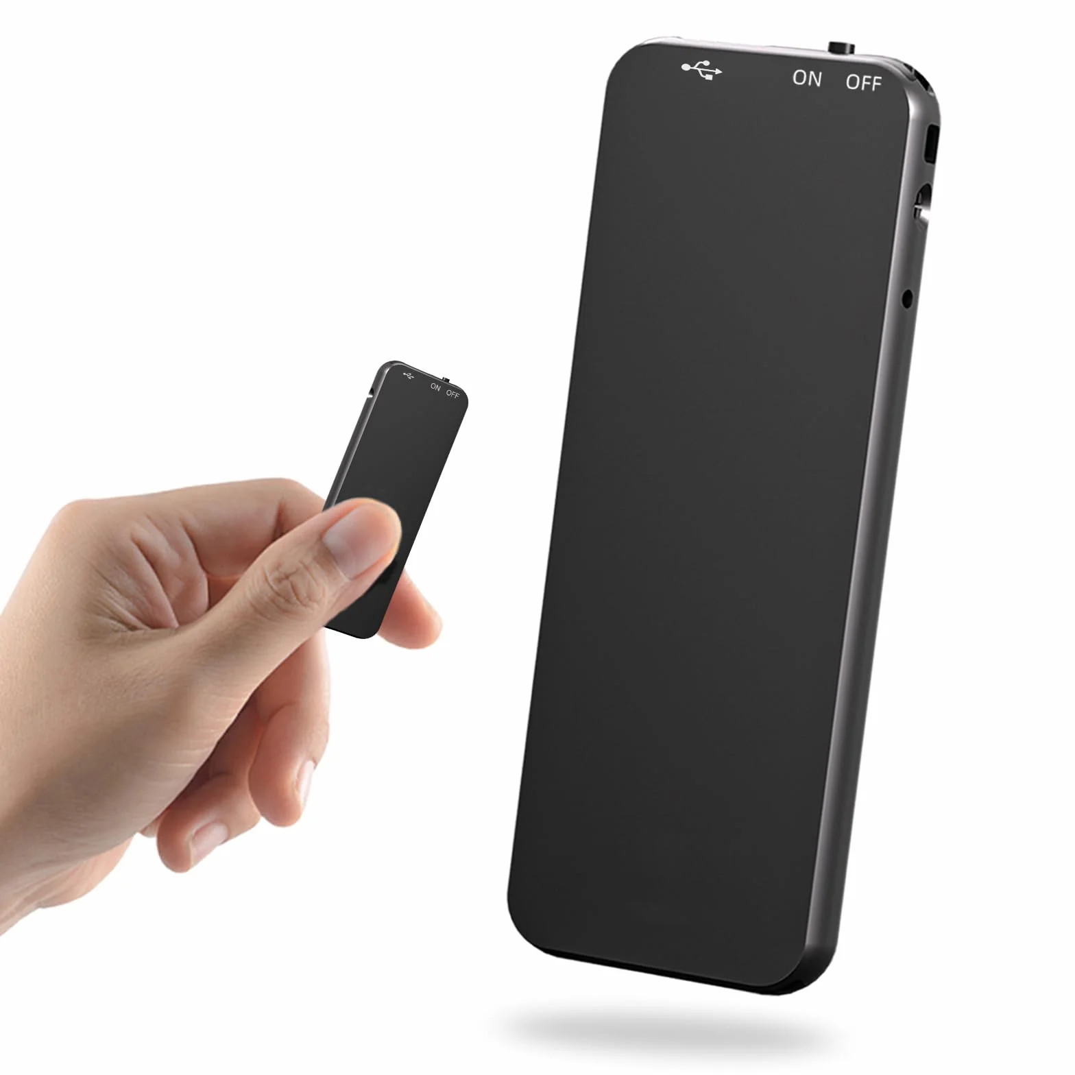 40H Grabadora de Voz, 64GB Mini Grabadora Voz con Funda de Metal Negra, Grabadora Audio USB-C para Grabar Clases Reuniones Entrevistas