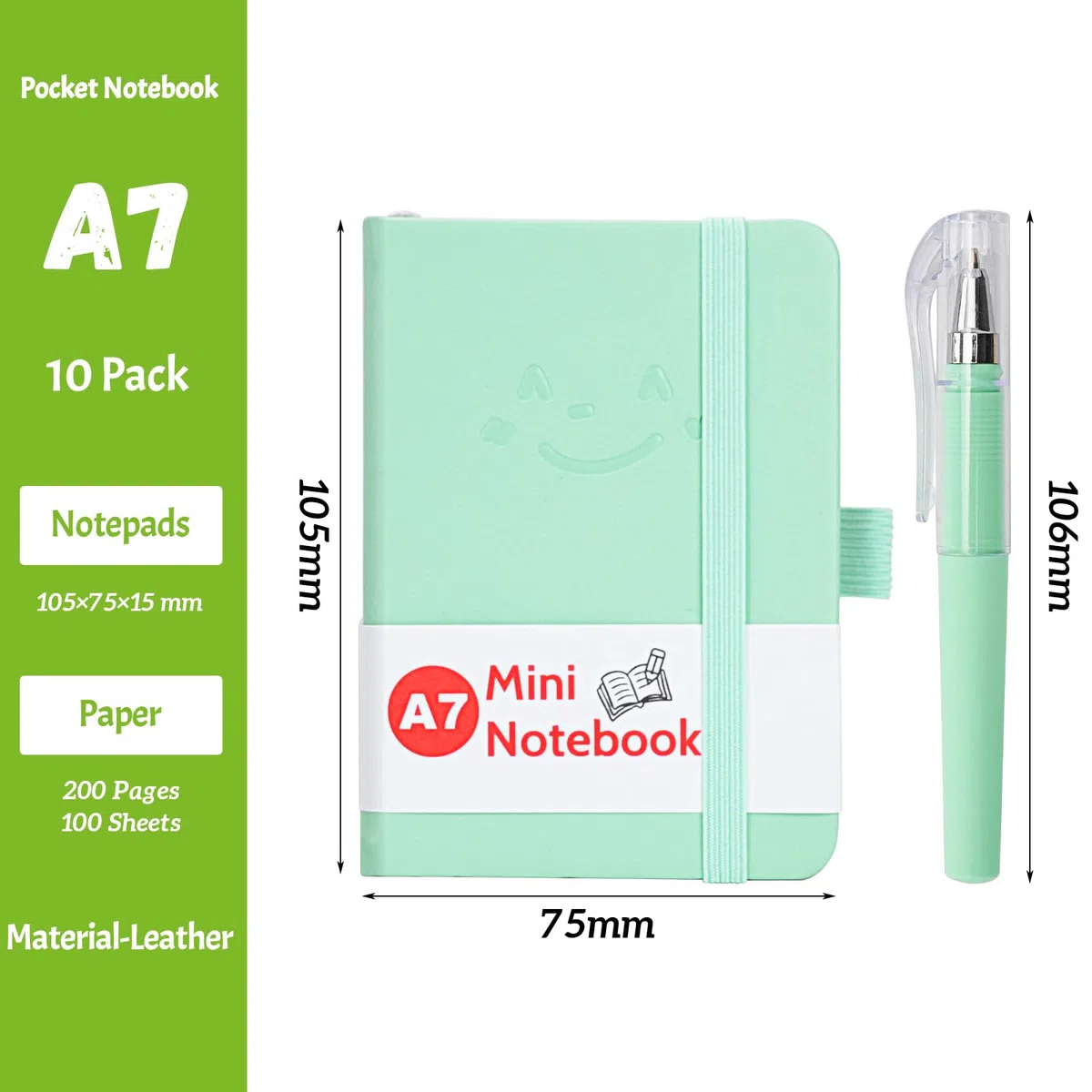 10 Piezas Libreta Pequeña, Cuaderno Pequeño Notas, A7 Libreta Bolsillo, Bloc de Notas Pequeño con Boligrafo, Mini Libretas Bonitas para Oficina,Escuela,Trabajo,Viaje,Regalo, 200 Páginas (B)