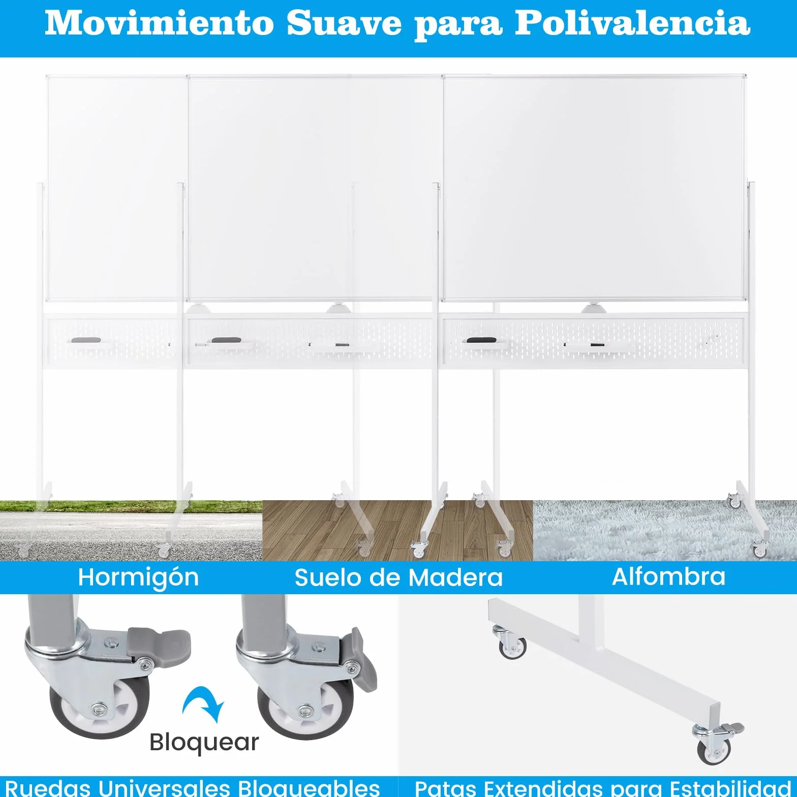 COSTWAY Pizarra Blanca Magnética 120 x 90 cm, Pizarra Blanca Grande Doble Cara, Ruedas Bloqueables, Giro 360°, Altura Ajustable, Panel Perforado y Accesorios, Pizarra de Pie Hogar Oficina (Blanco)