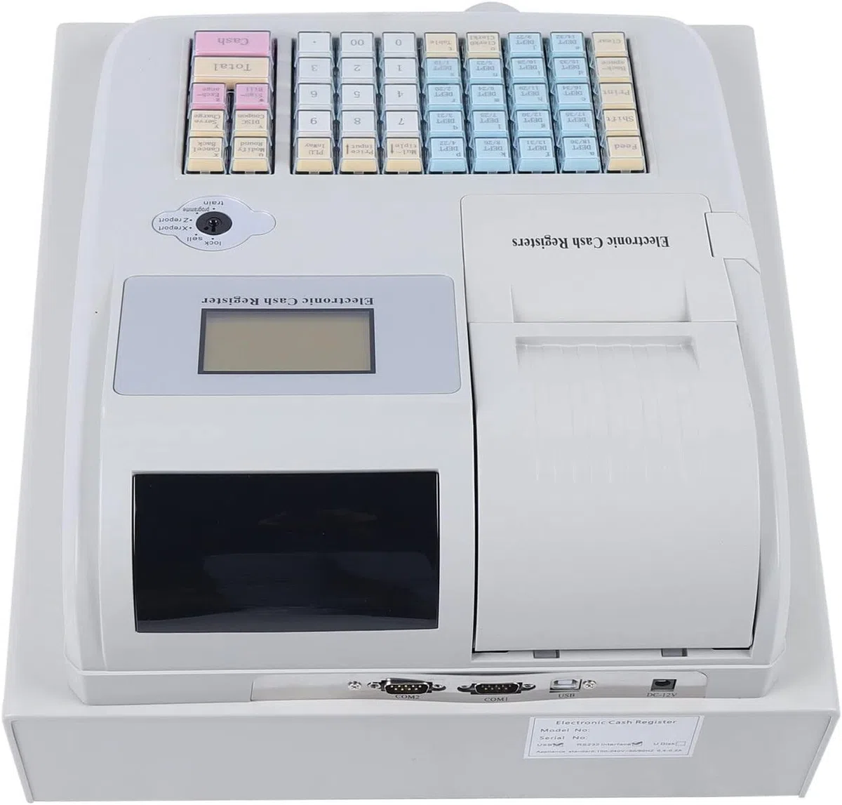 Caja registradora Sistema TPV electrónico con cajón, Caja registradora Comercial de 8 Leds Digitales 48 Teclas para pequeñas Empresas, restaurantes y supermercados