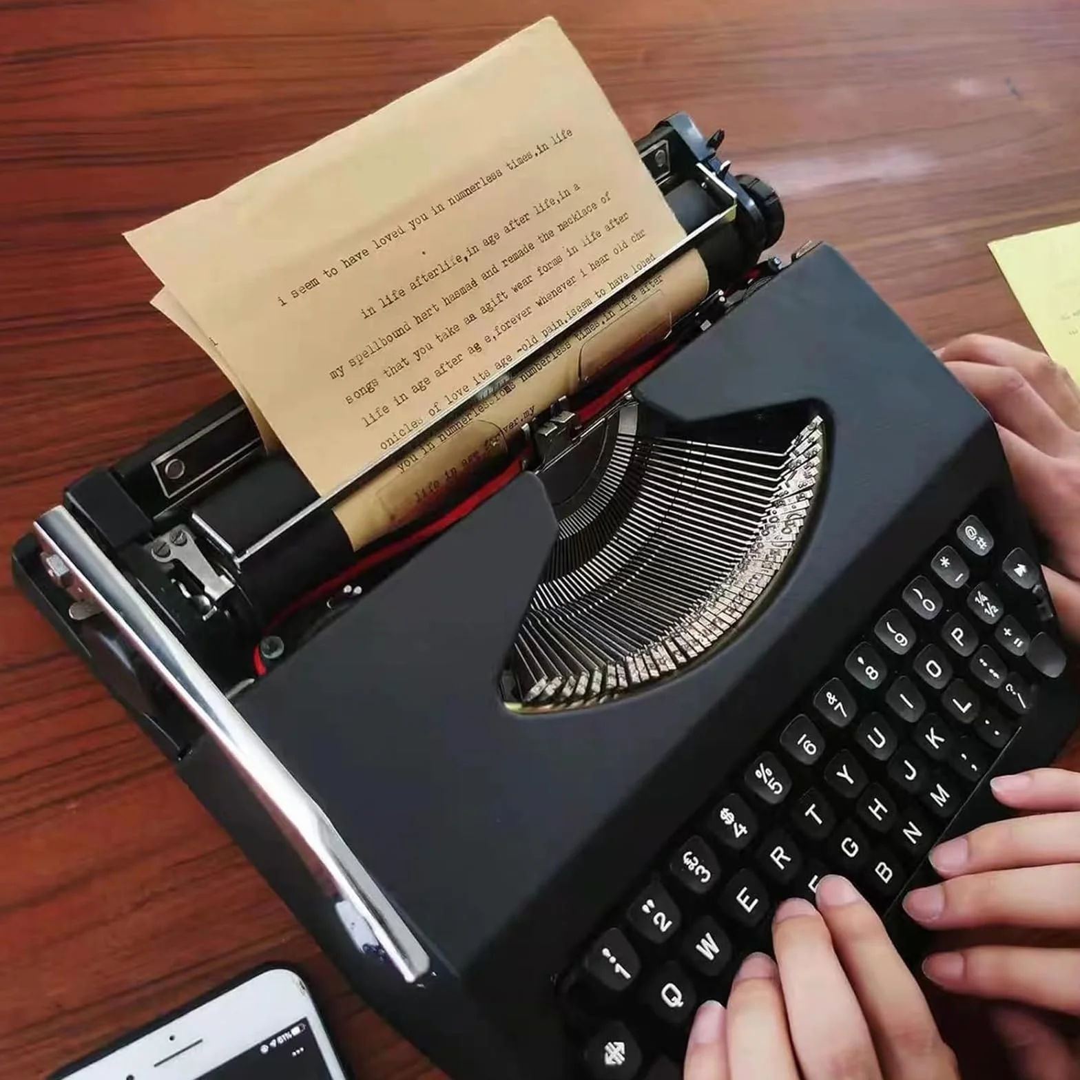Máquina de máquina de Escribir Manual portátil Tradicional, máquina de Escribir clásico clásico Antiguo para escritores, máquina de Escribir nostálgico(Black)