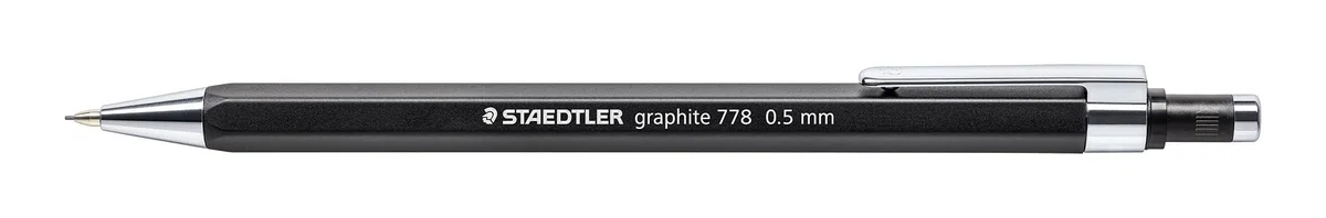 STAEDTLER Graphite 778 778 05-9 - Portaminas (forma hexagonal, 0,5 mm de ancho, punta y clip de metal, 10 portaminas en caja de cartón)