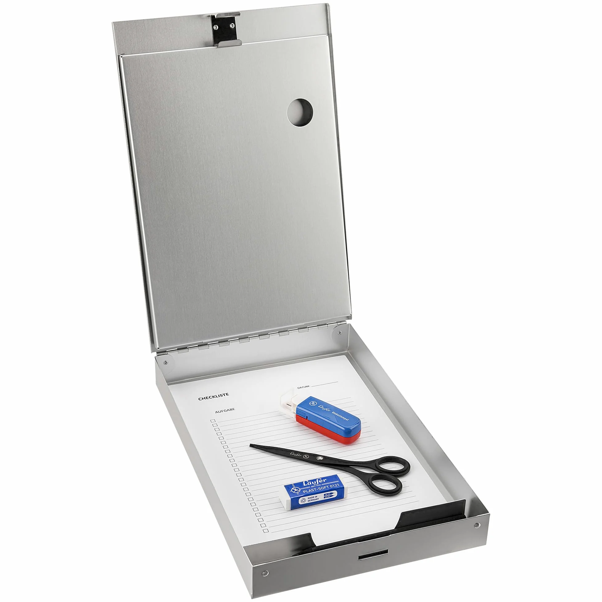 Saunders 21017 CruiserMate - Portapapeles con forma de caja (23 x 34,5 cm, 2 compartimentos), color plateado