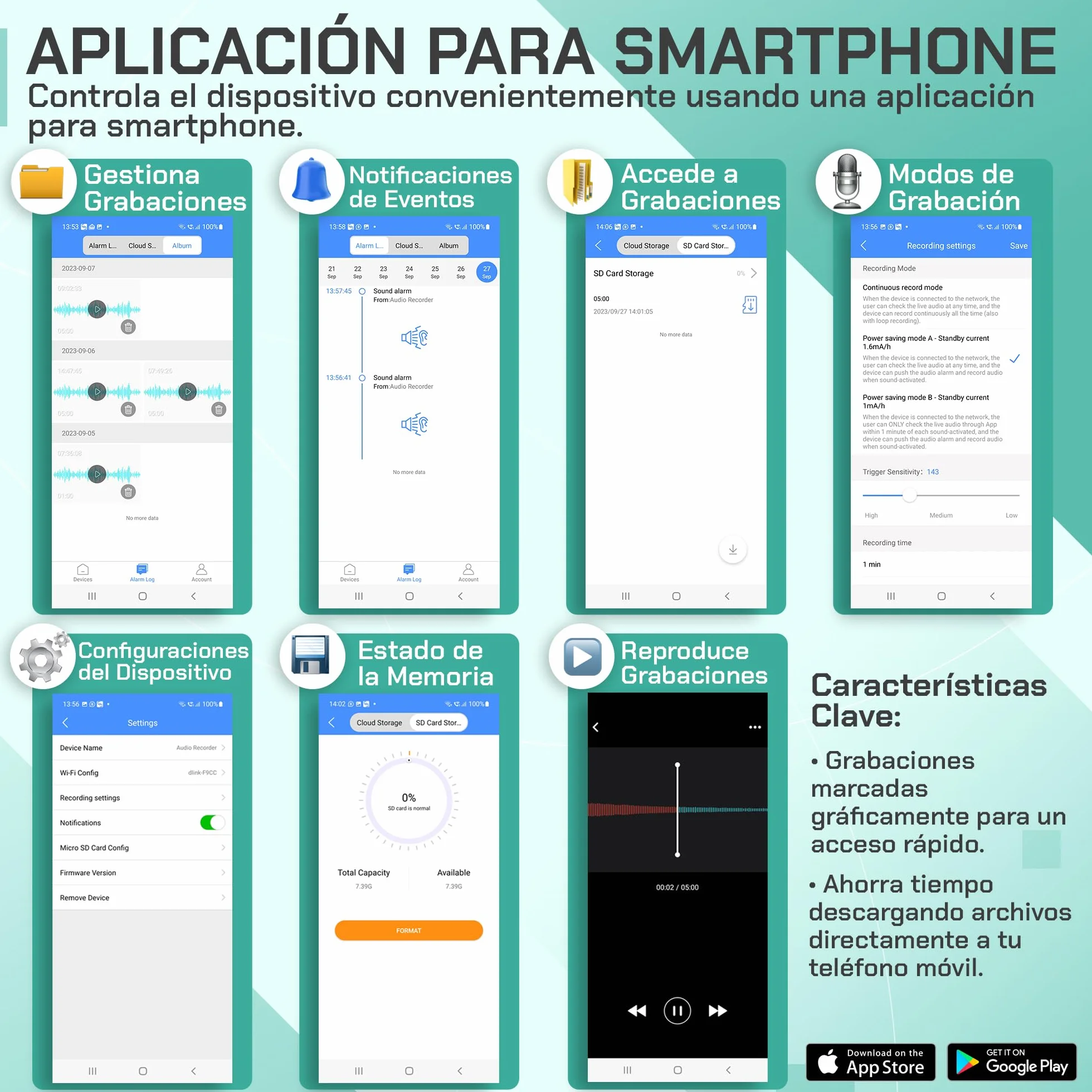 Grabadora de Voz Digital Profesional activada a través de Internet-WiFi | FlyRec | Control Ilimitado de Distancia para lecciones y Notas de Voz – Grabadora de Audio con aplicación Inteligente