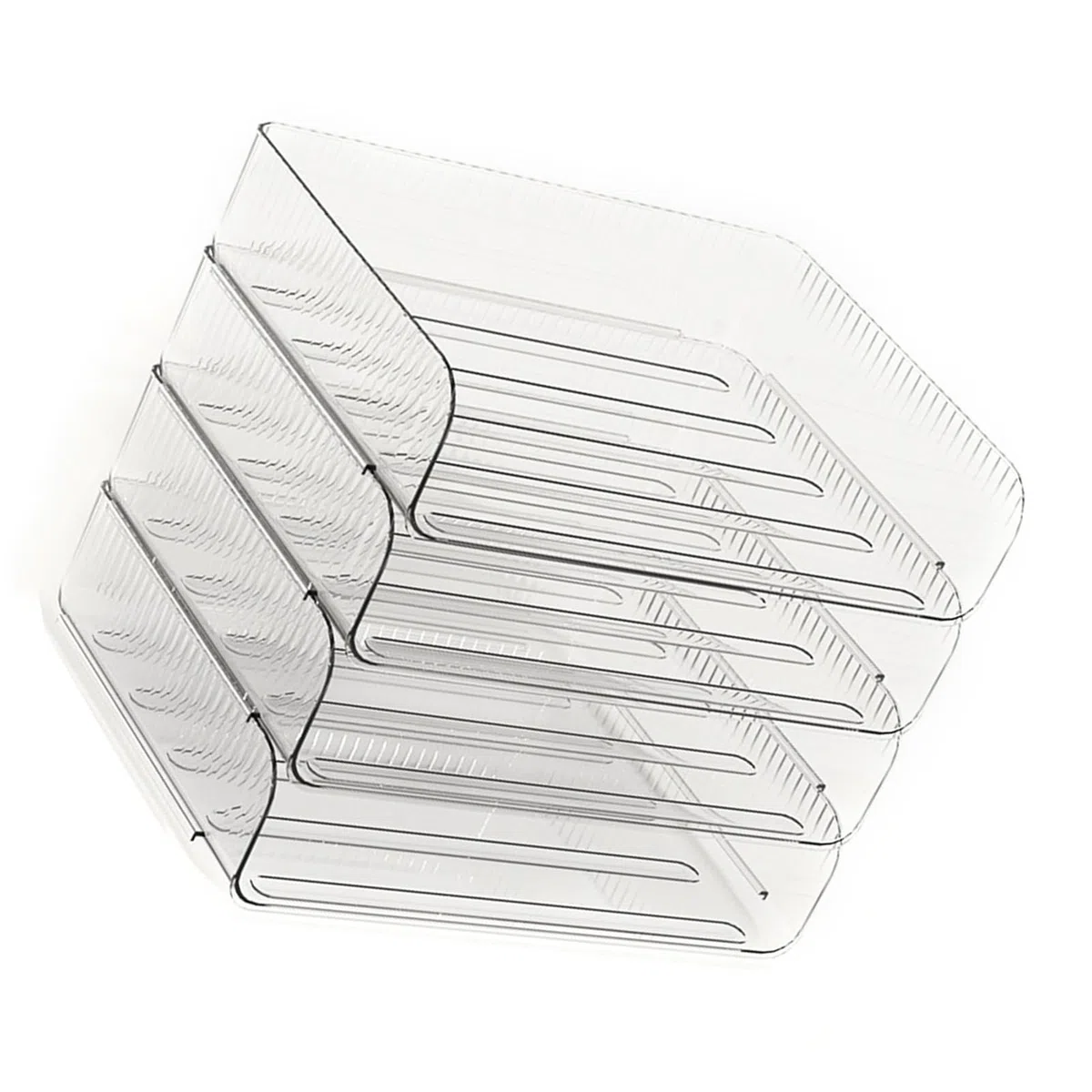 bandeja apilable para organizador de papel, diseño transparente, cuatro compartimentos, material plástico duradero, solución de almacenamiento flexible para
