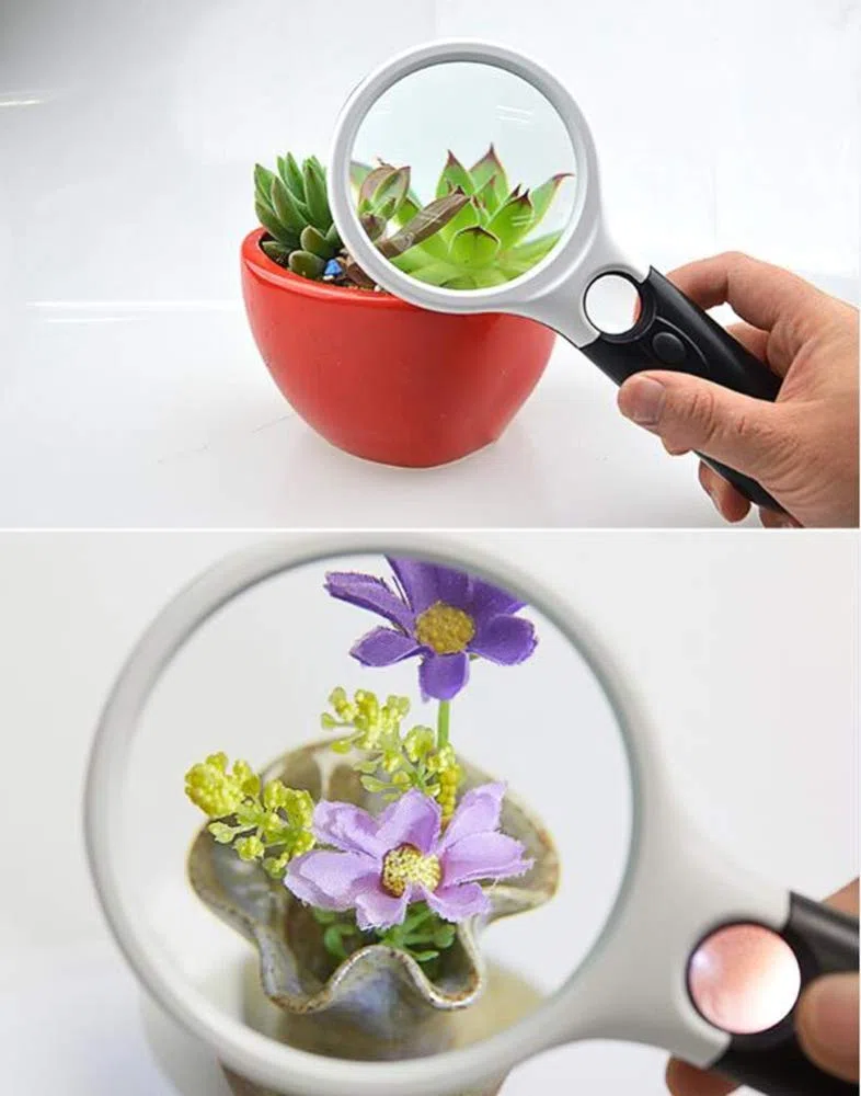 Lupa de Mano con luz LED, Lente acrílica 3X 45X, Ayuda de Lectura iluminada portátil, Lupa para Leer Libros, periódicos, observación de Insectos y Pasatiempos, Scien