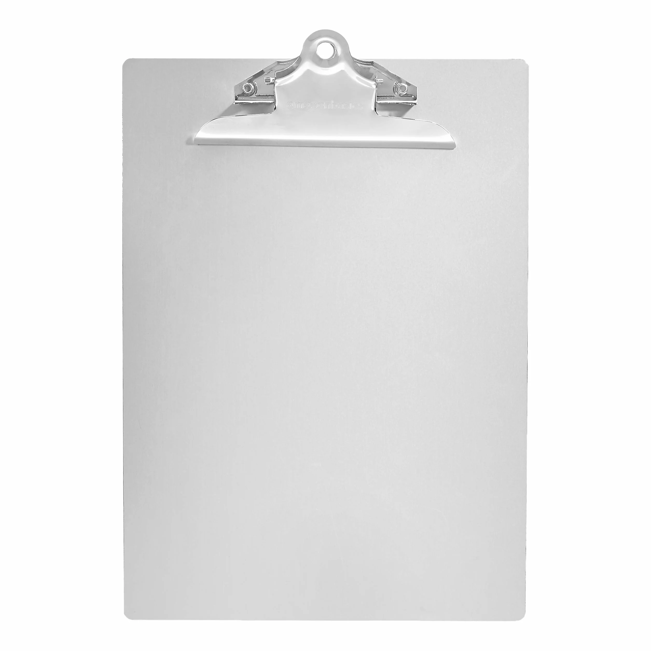 Amazon Basics Portapapeles de aluminio, tamaño carta, clip estándar, 6 Unidads, Plateado