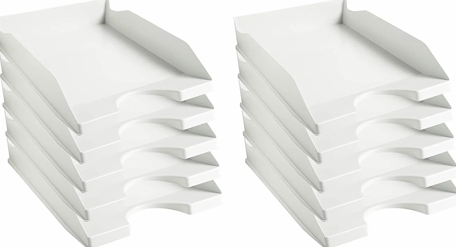Ecogreen Office Paper Bandejas de Oficina Apilables 6 Piezas Organizador Escritorio Blanco Pastel