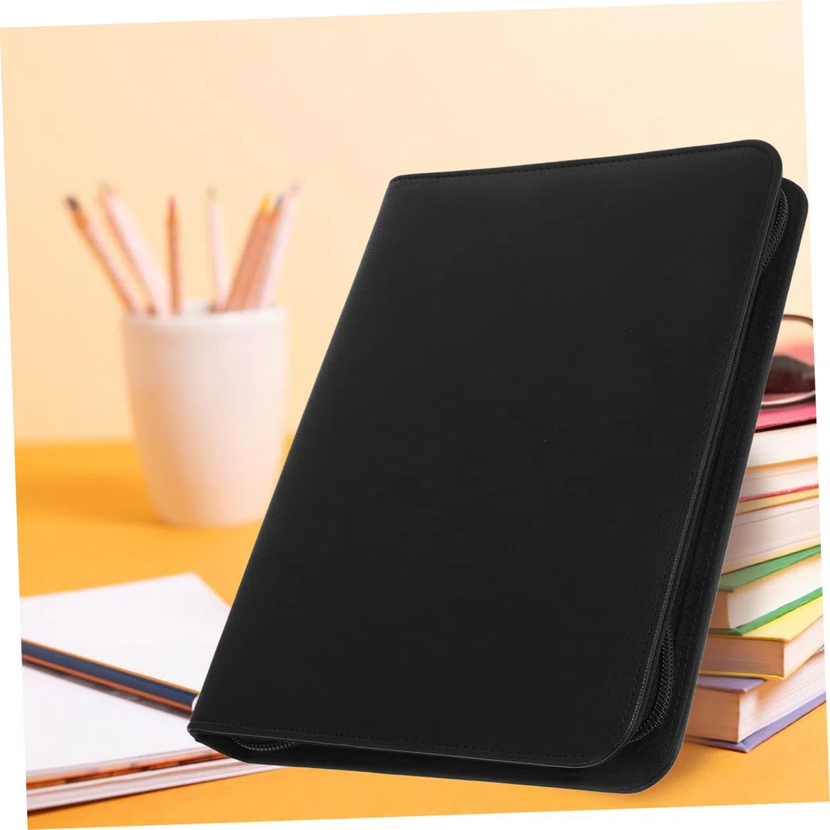 Carpeta de Anillas PU con Cremallera para Negocios Organizador de con Carpeta Portafolios Profesional con Cierre Seguro y Gran Capacidad para Oficina