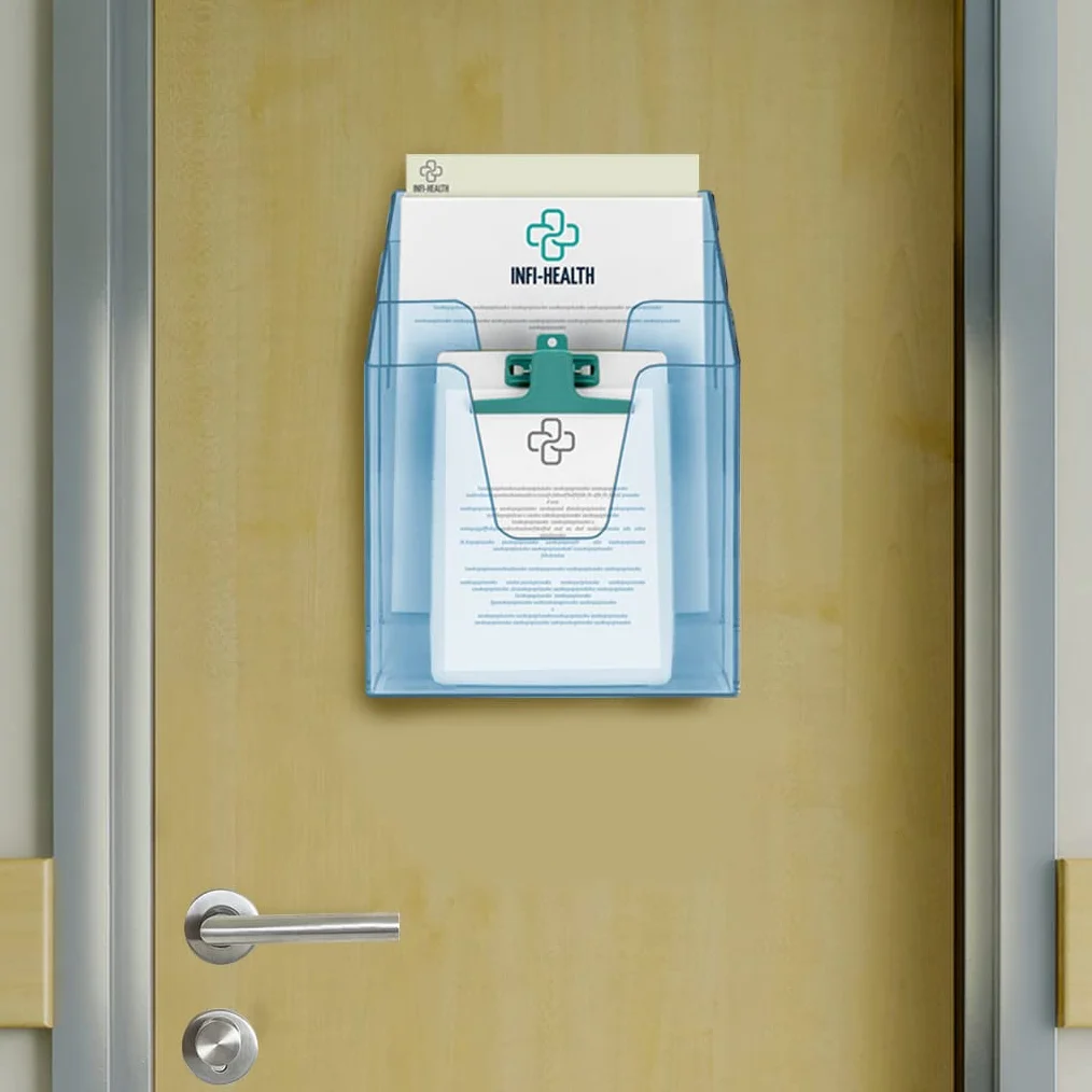Acrimet Organizador vertical de triple carpeta de archivos azul transparente