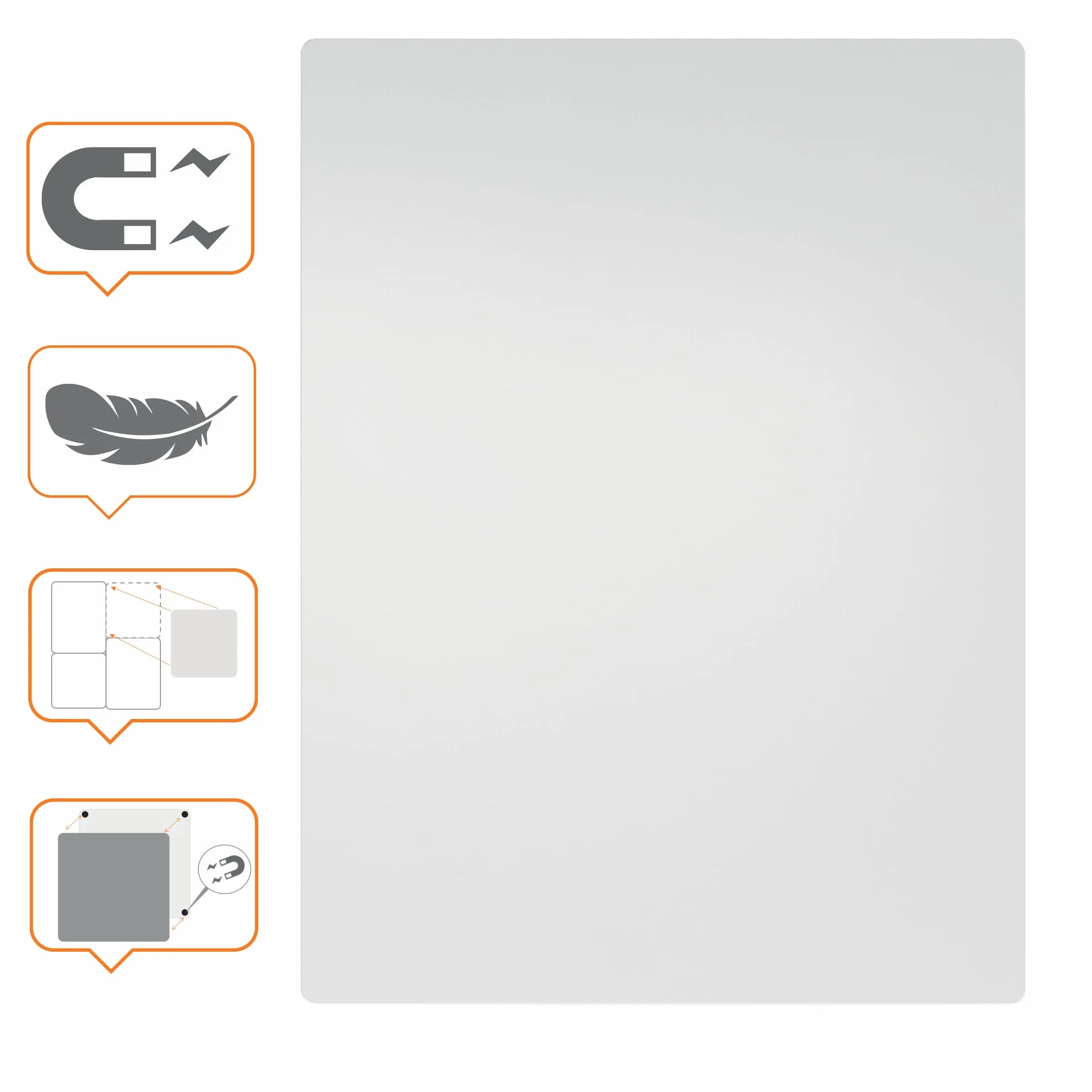 Nobo Pizarra Blanca Magnética Sin Marco, Pizarra Modular, 600 x 450mm, Pizarra Blanca Modular, 60 x 45cm, Blanca, 1915656