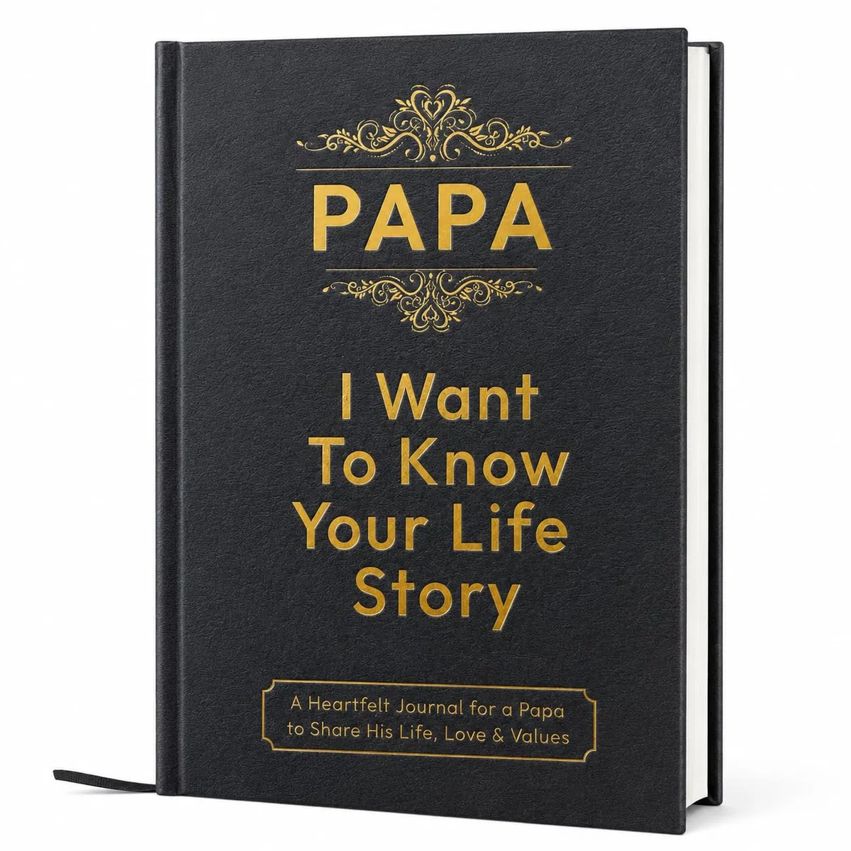 Diario de cuero con texto en inglés «Papa I Want to Know Your Life» (tapa dura) – Regalos para papá para Navidad o cumpleaños – Comparte su historia de vida – Regalo ideal para el Día del Padre de