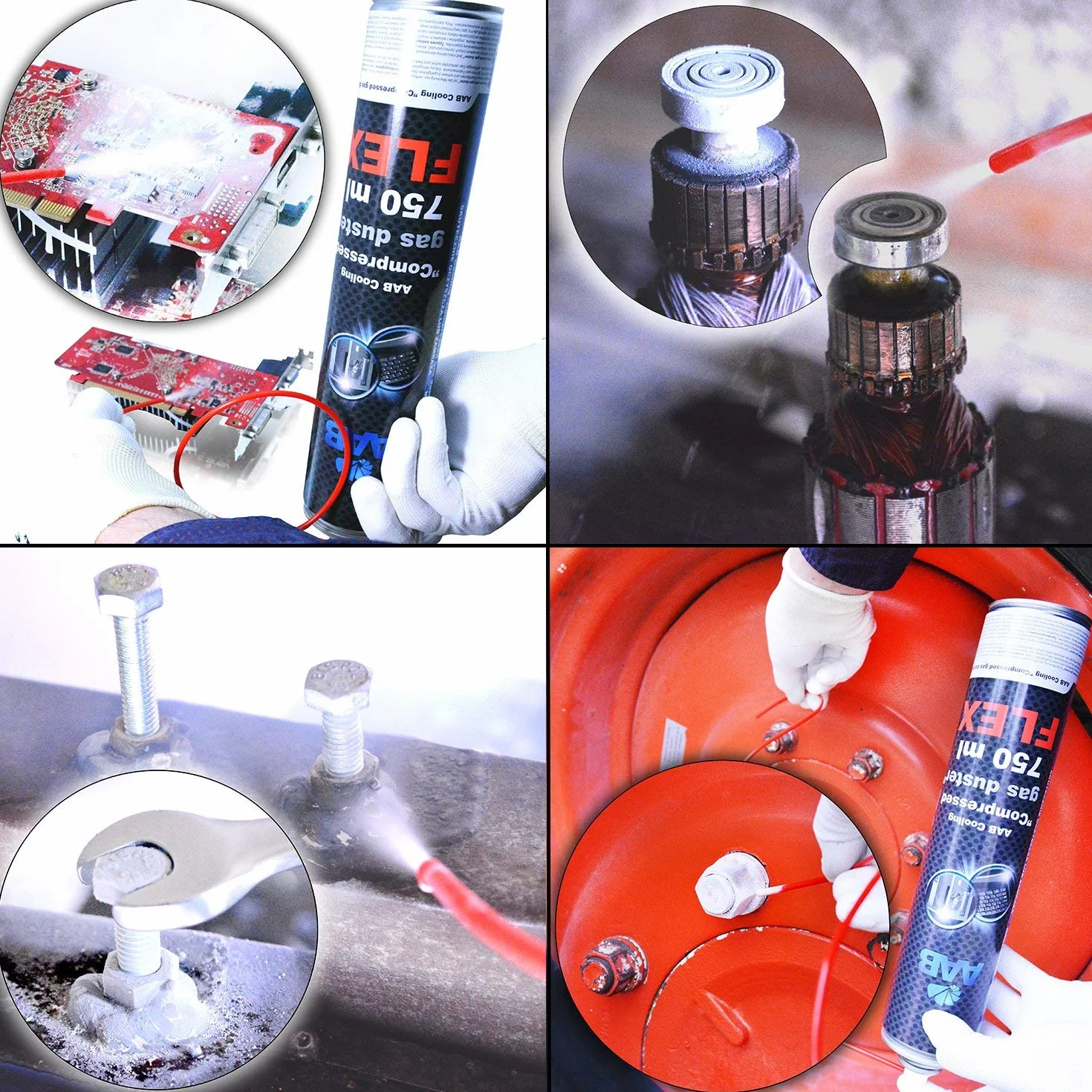 AABCOOLING Compressed Gas Duster Flex 750ml - Conjunto de 11 - Spray Aire Comprimido con un Tubo Flexible, Limpiar Teclado, Limpia Polvo, Botella de Aire Comprimido, Soplador de Aire Comprimido