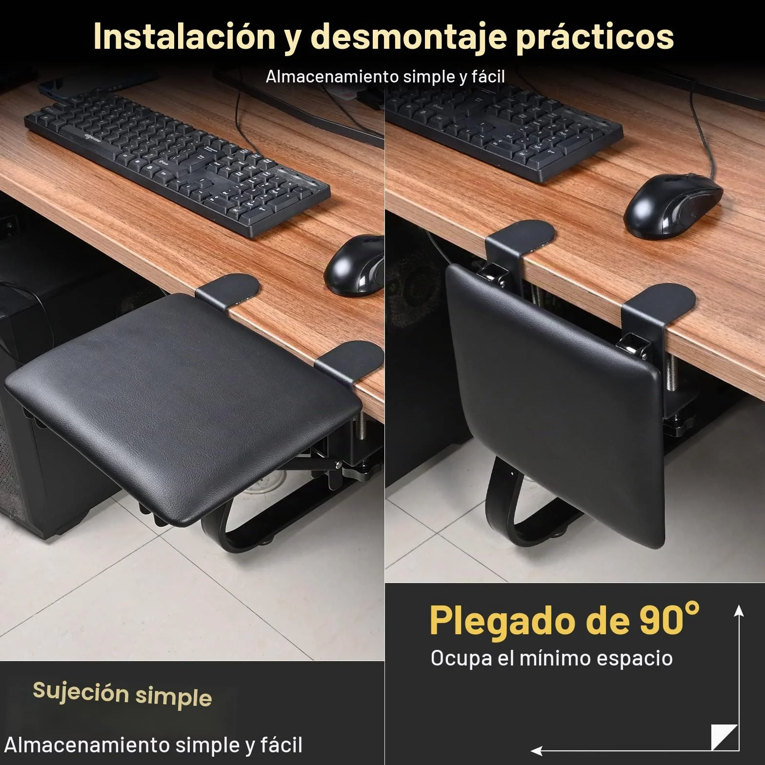 Reposabrazos para escritorio, Soporte de Codo Ergonómico Extensor de Escritorio de Ordenador Reposamuñecas para Soporte de Teclado en Casa y Oficina