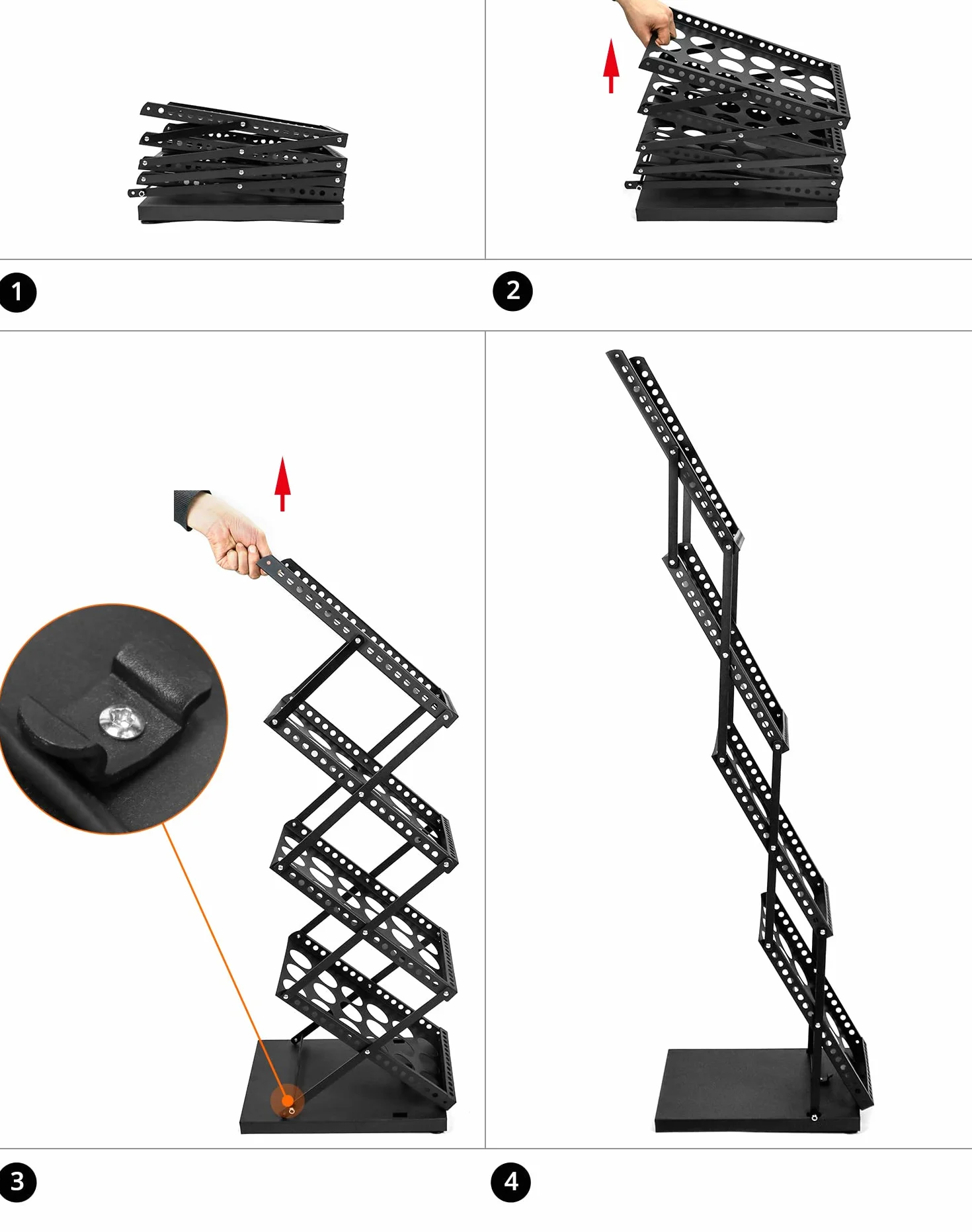 QWORK Expositor De Revistas A4 Plegable Negro