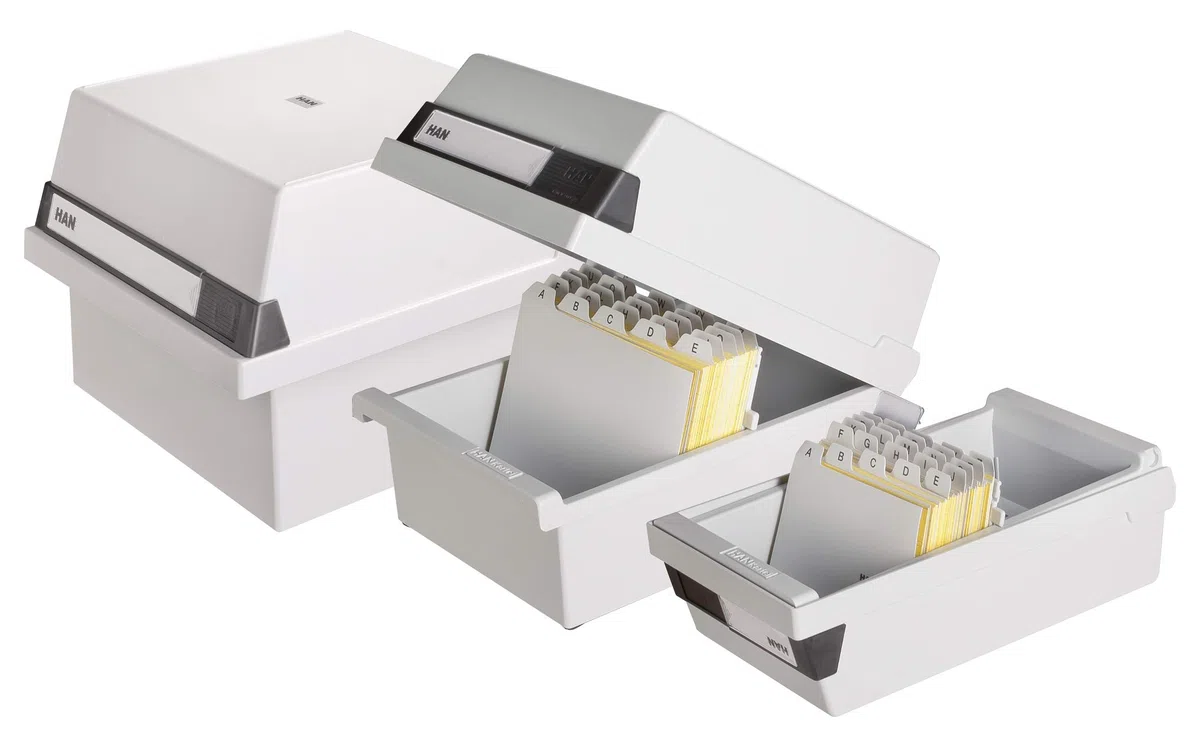 Han 966-11 - Fichero (capacidad para 800 fichas, A6, plástico), color gris
