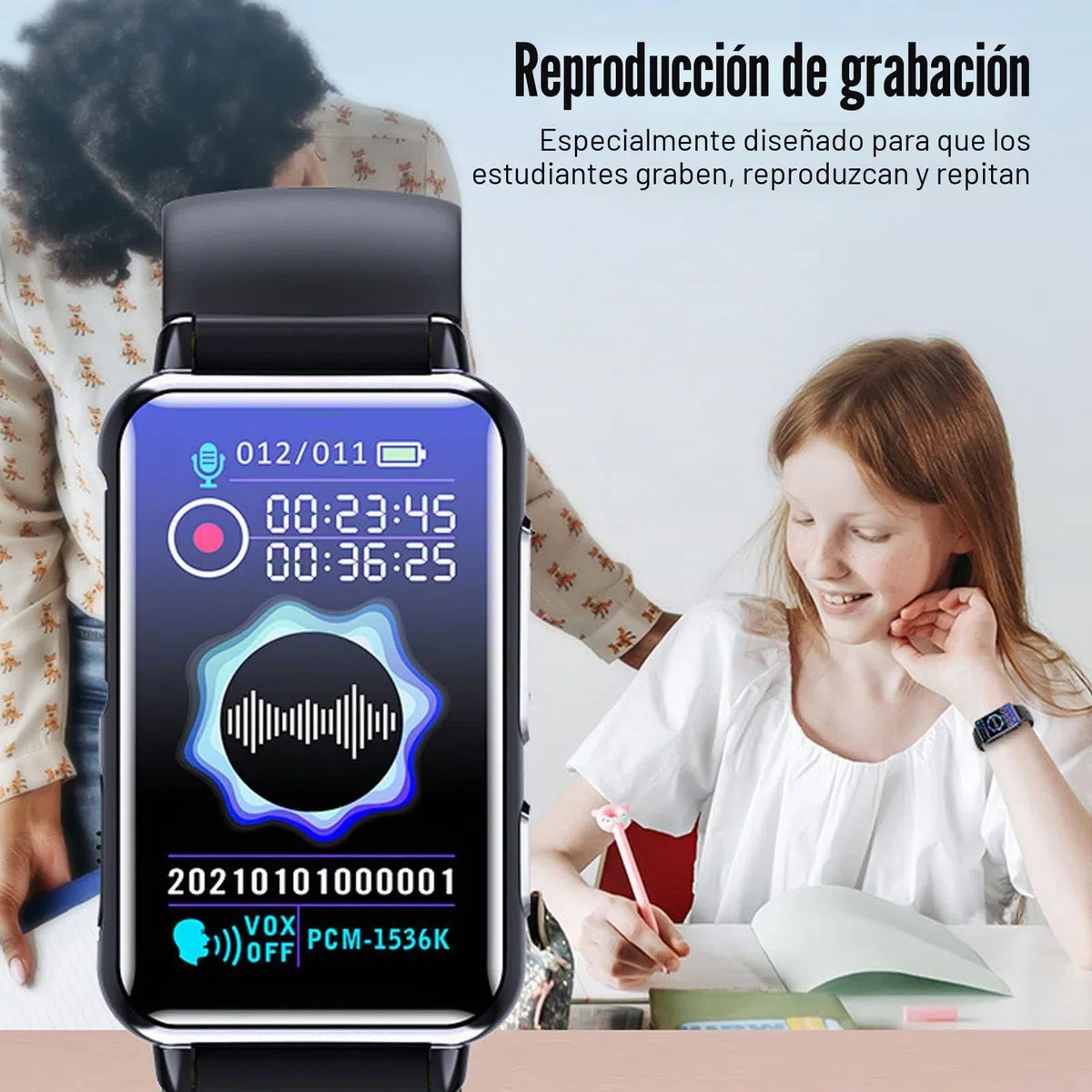 Fockety Reloj con Grabadora de Voz Digital, Grabadora Activada por Voz con Cancelación de Ruido con Reproducción, Libro Electrónico, Grabadora de Audio para Conferencias, Reuniones, Clases (16GB)