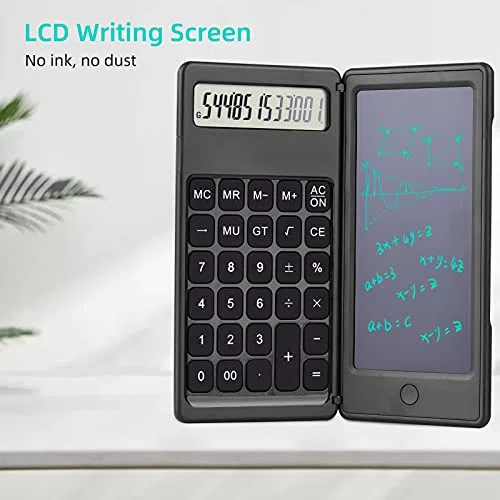 Calculadora de 6 pulgadas Calculadora financiera de escritorio Tableta de escritura LCD Bloc de dibujo digital Calculadora plegable Pantalla de 12 dígitos con lápiz óptico Botón de borrado para uso d