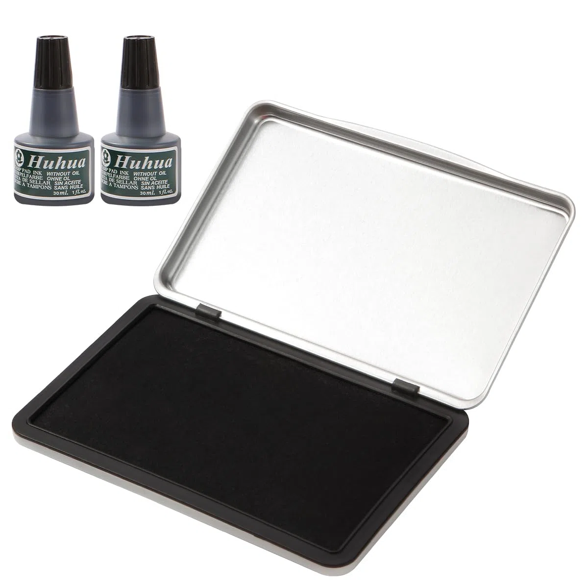 Paquete de 2 almohadillas para sellos de alta calidad, tamaño extra grande, 6 x 8 pulgadas, almohadilla de fieltro de color negro (2 botellas de tinta incluidas)