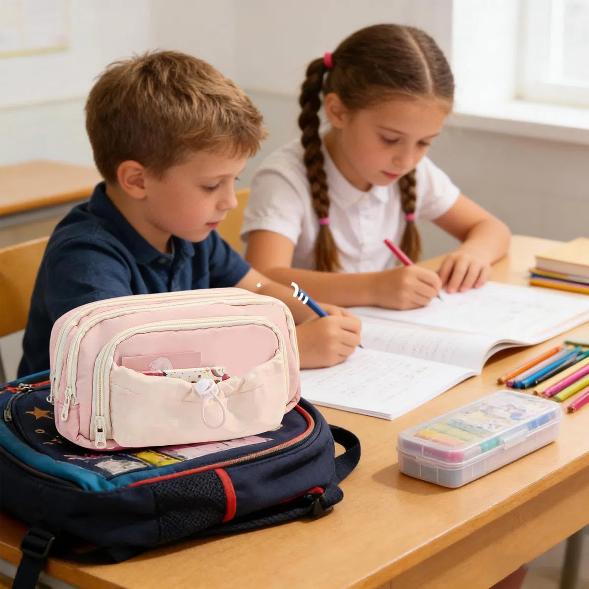 Material Escolar Estético Estuche De Almacenamiento Bonito Con Diseño De | Set De Papelería Decorativo Para Niños Niñas Adolescentes Universidad Oficina Viaje Crayones Aula Manualidades