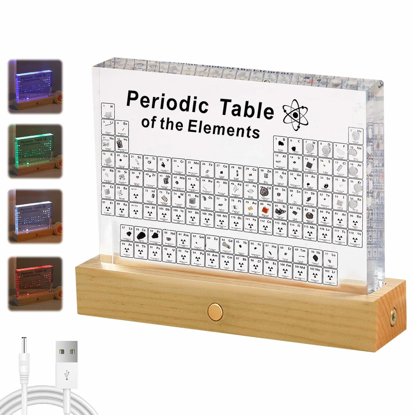 Tabla periódica con Elementos Reales de Acrílico, 83 Elementos para Estudiantes y Profesores