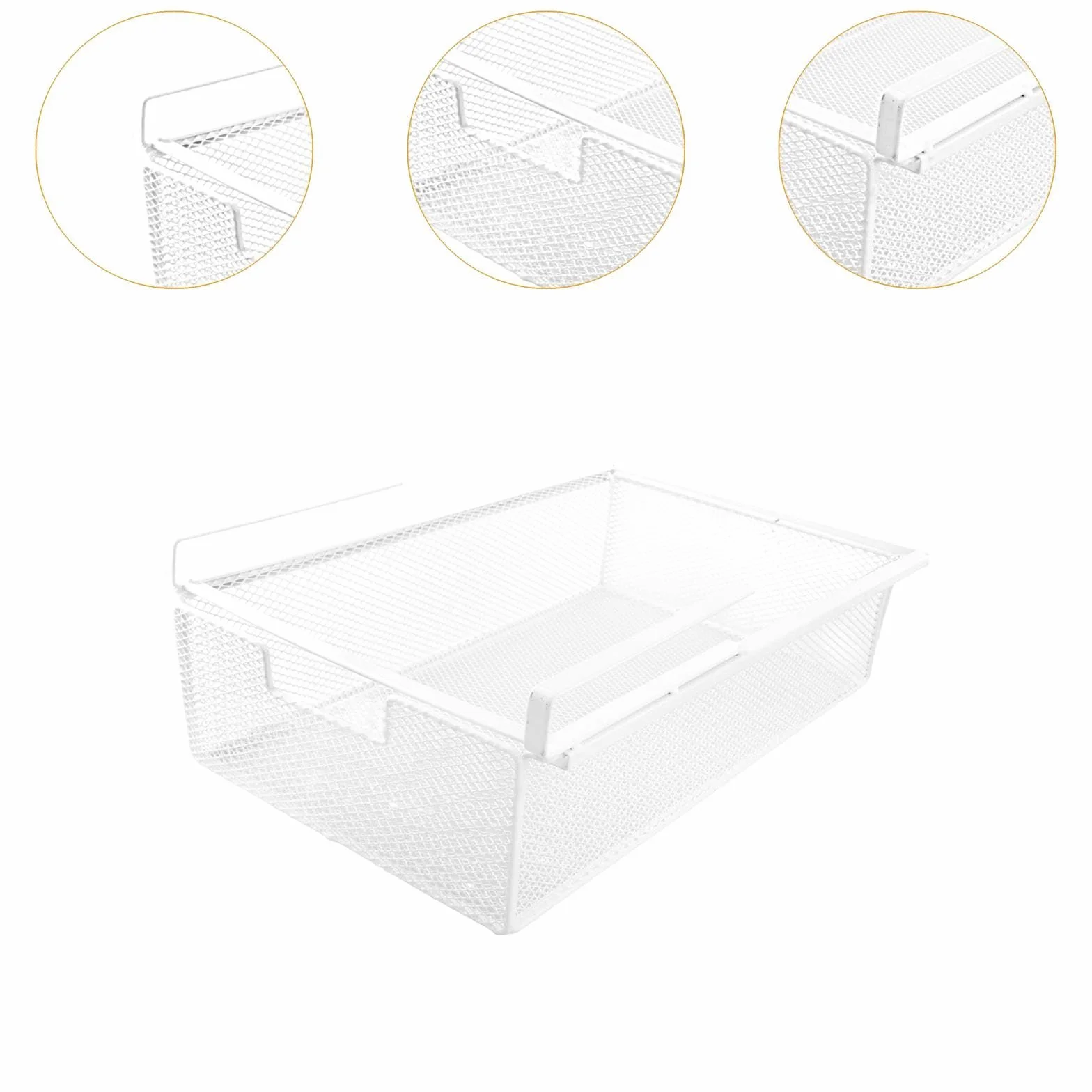 Estante con Cajón Extraíble para Debajo del Gabinete, Organizador de Almacenamiento para Encimera de Cocina, Canasta Colgante de Alambre, Cesta de Metal para Armario, Deslizantes para Despensa