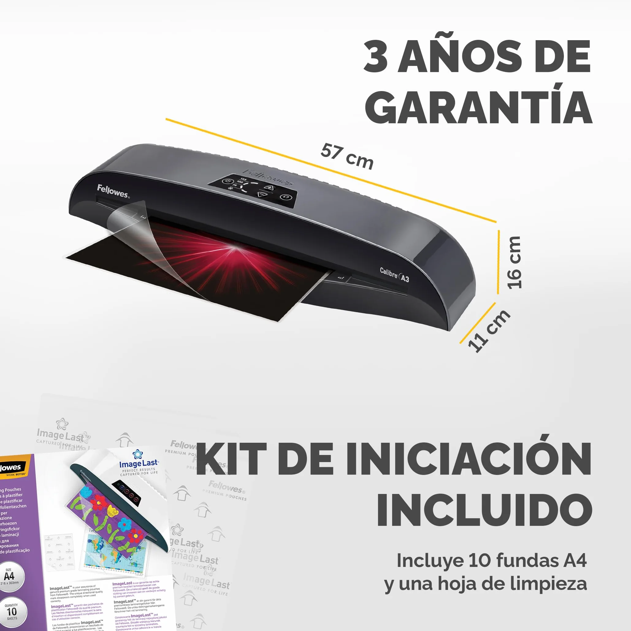 Fellowes Plastificadora A3 80-125 micras Apagado automático Modo reposo Negro