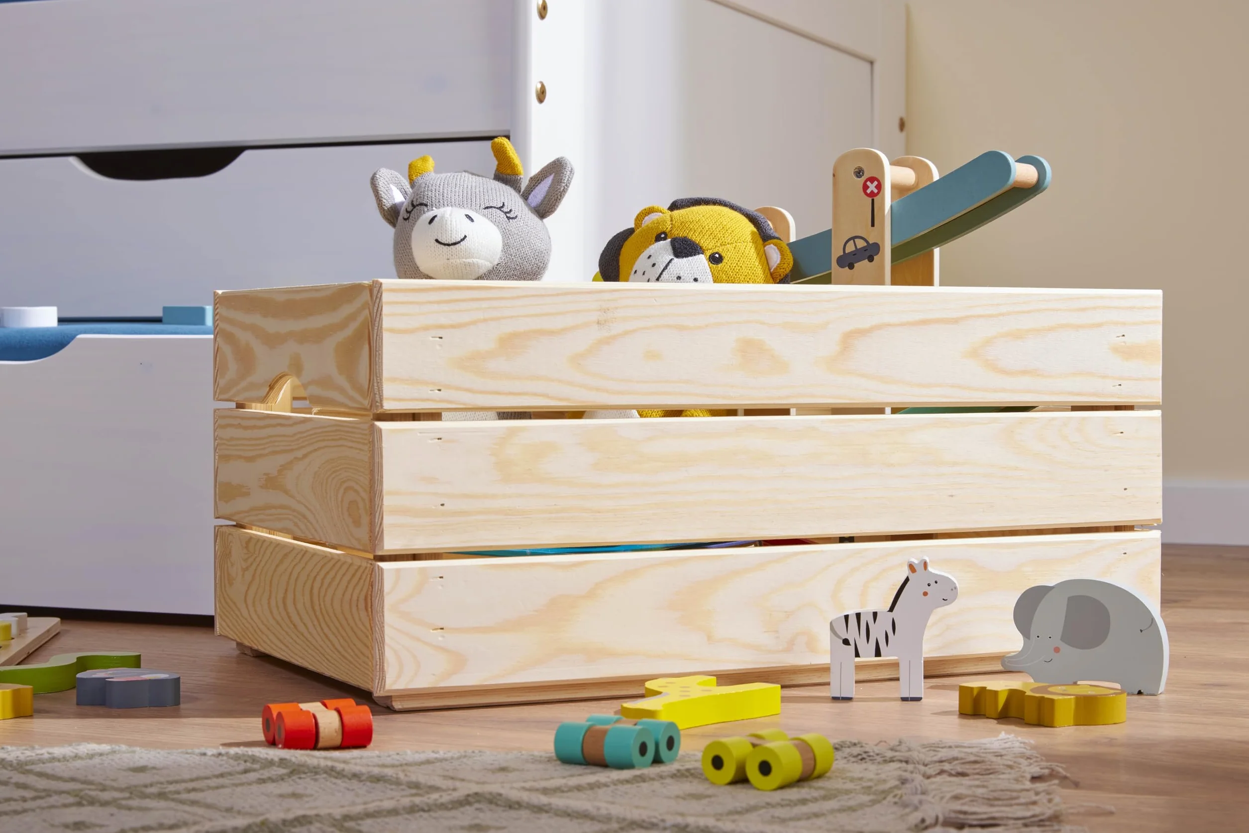 Inter Link - Caja de madera - Caja de madera maciza apilable - Caja de almacenaje, Para fruta, verdura, vino, jardín, baño, cuarto de juegos - Ahorro de espacio, práctica - 65 x 31,5 x 23cm Valloni L