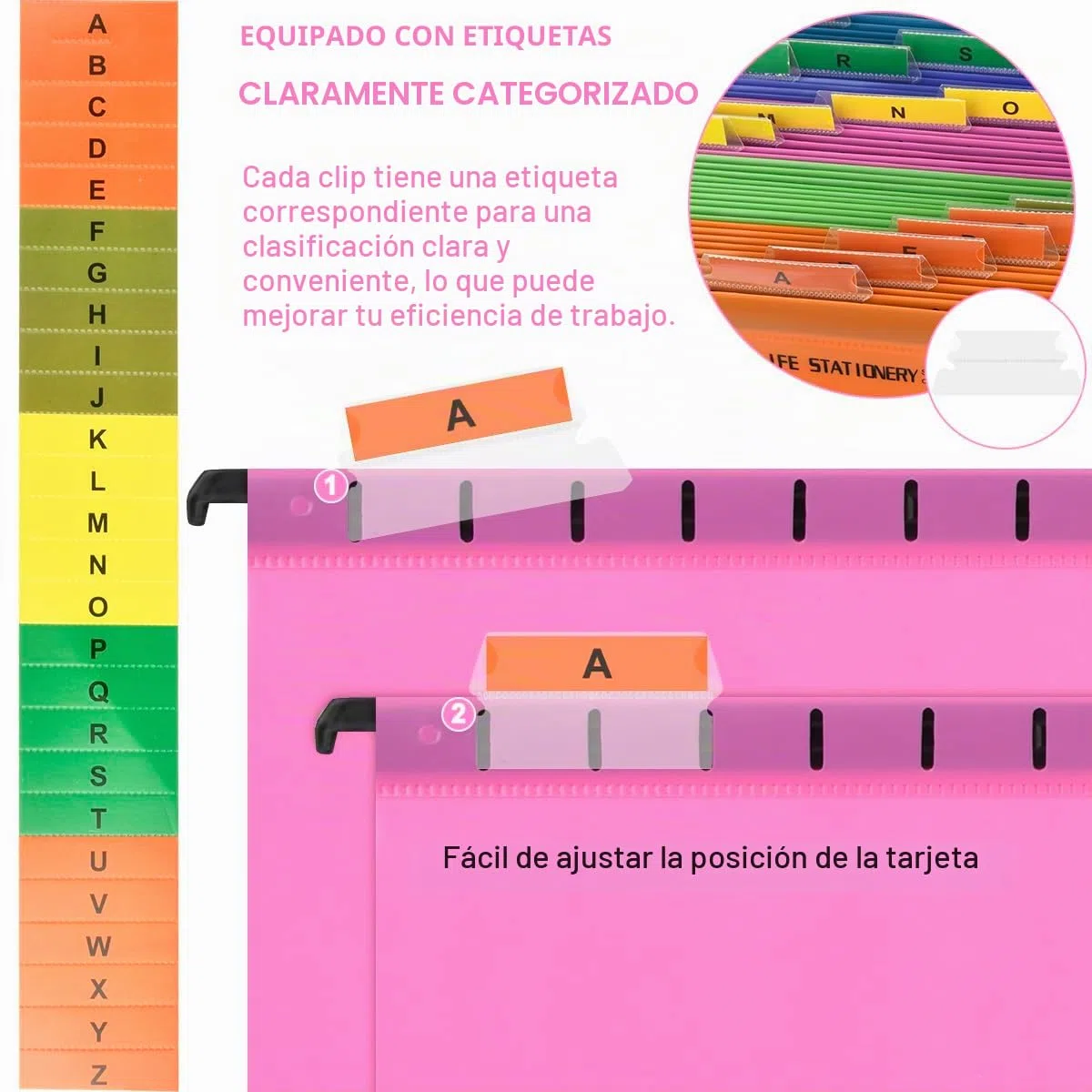 24 Piezas Archivo Carpetas Colgantes Polipropileno,Archivadores Colgantes A4,5 Colores Carpeta Colgante con Pestañas e Inserciones para Escuela, Hogar, Trabajo, Oficina