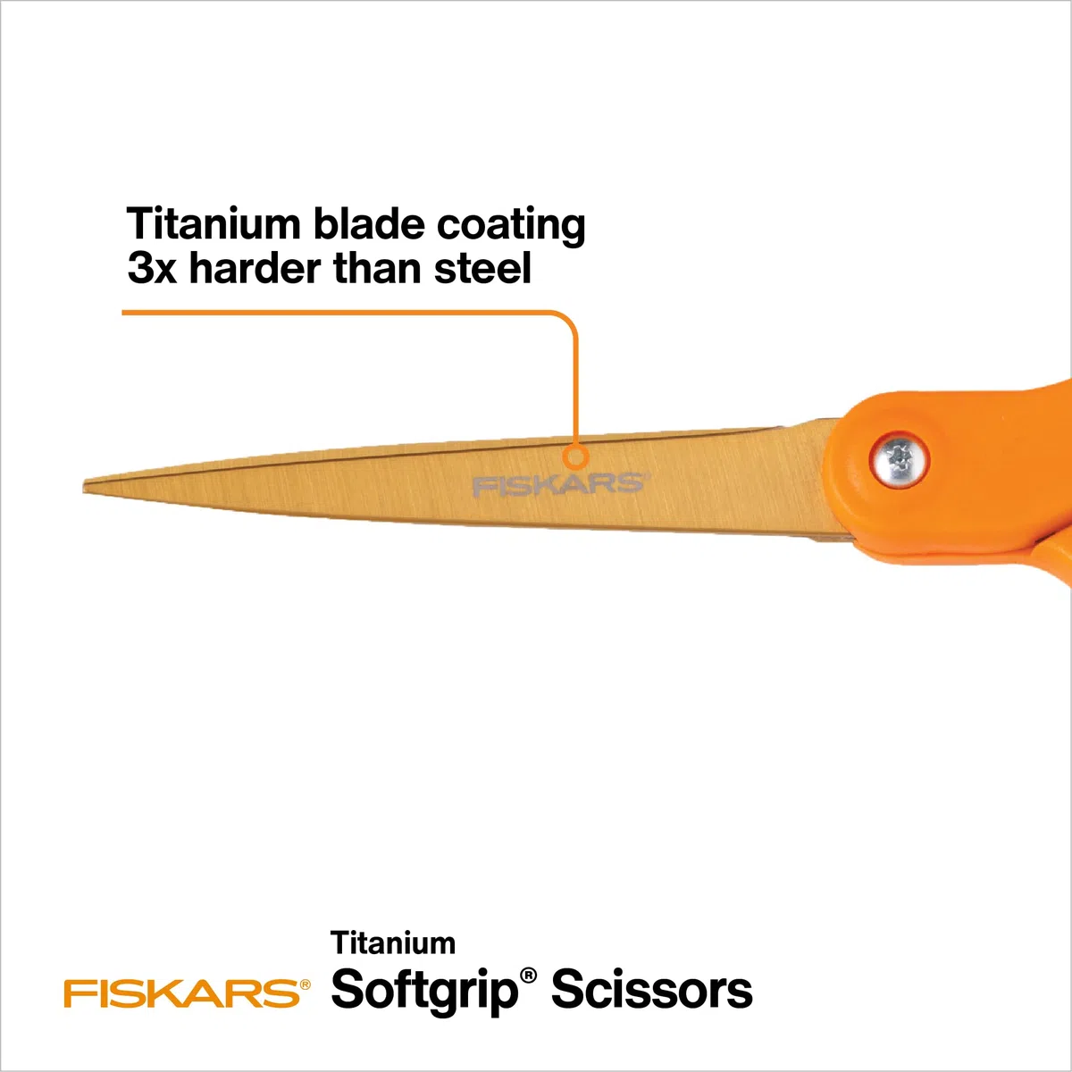 Fiskars 01-004244J Premier Softgrip Tijeras rectas de titanio para adultos, 20,3 cm, naranja, acero inoxidable, paquete de 1
