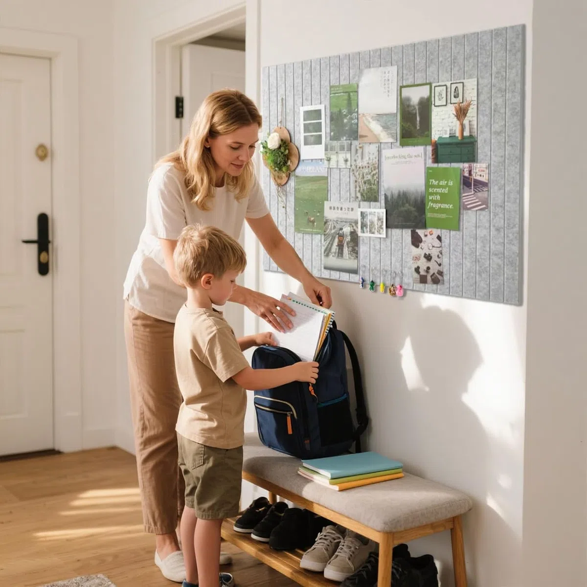 Gran pizarra de 90x60cm, gran placa de corcho, 0,9cm de grosor, decorativa pared de corcho con fieltro, tabla fotográfica plegable con cinta adhesiva autoadhesiva, fieltro autoadhesivo visionboard