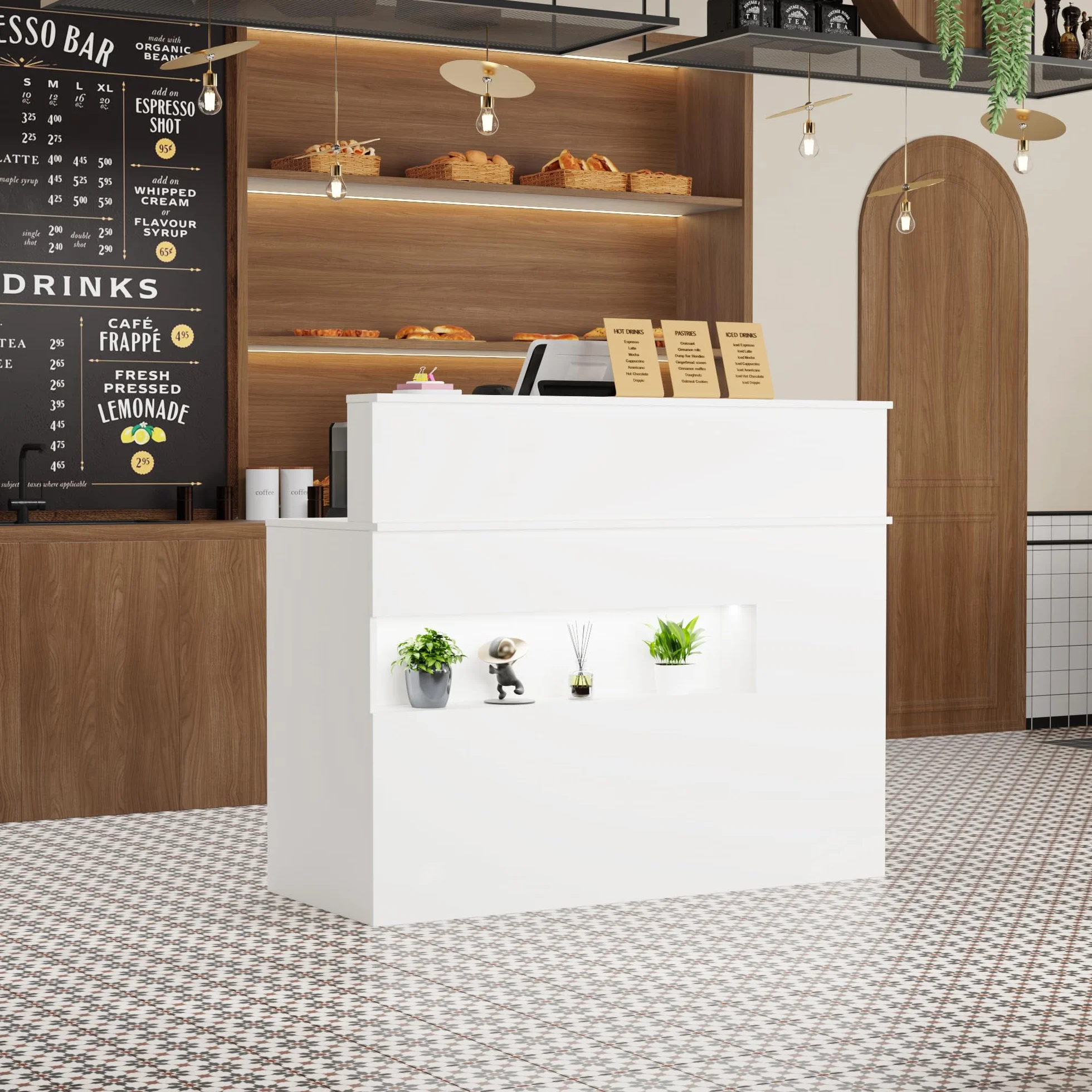 Mueble de recepción Blanco MDF 100cm x 120cm x 50cm con cajón para teclado