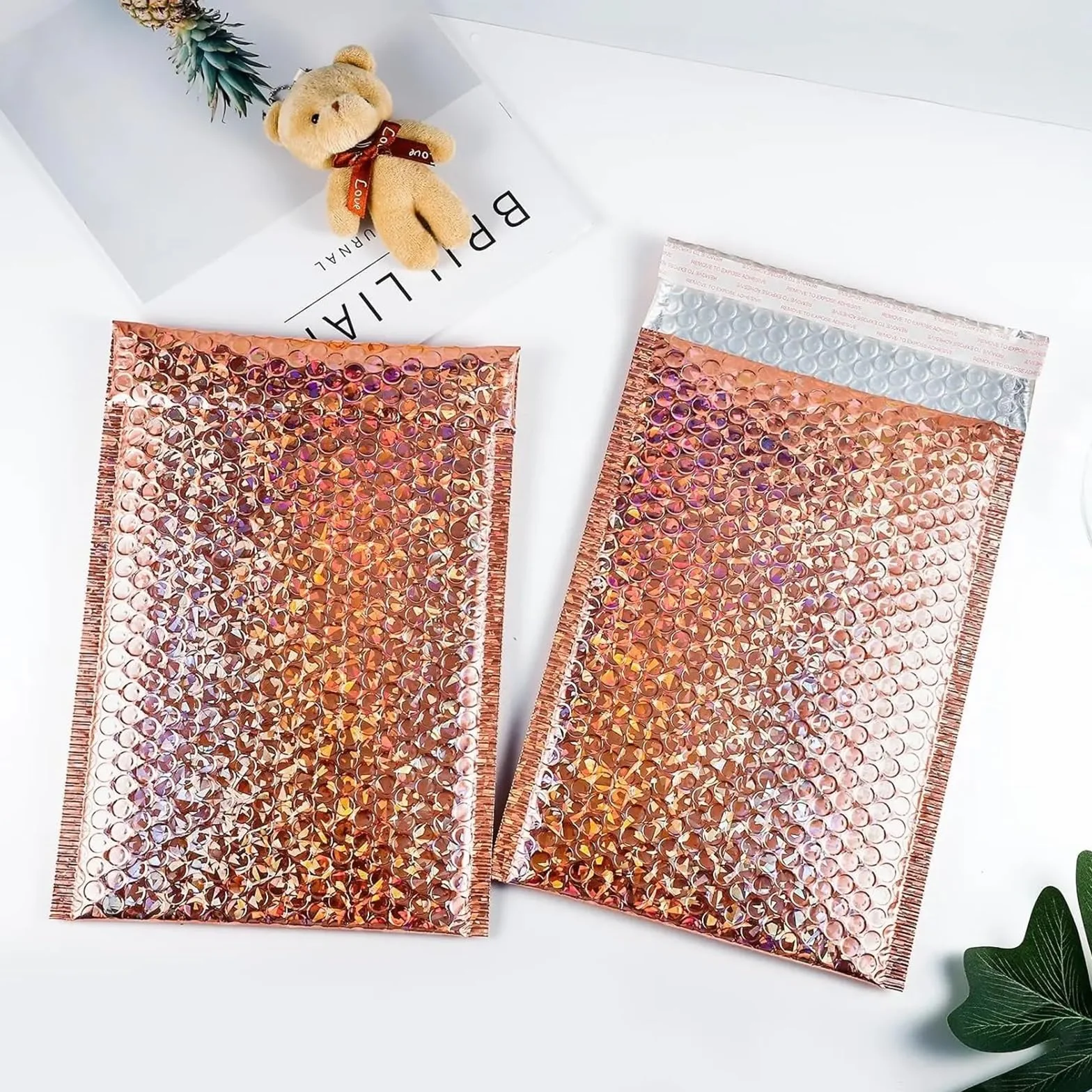 Sobre de correo burbujas holográficas, 30 Uds., grueso | Bolso acolchado impermeable del paquete de los sobres de la protección for el envío(Wine red,20*25cm)