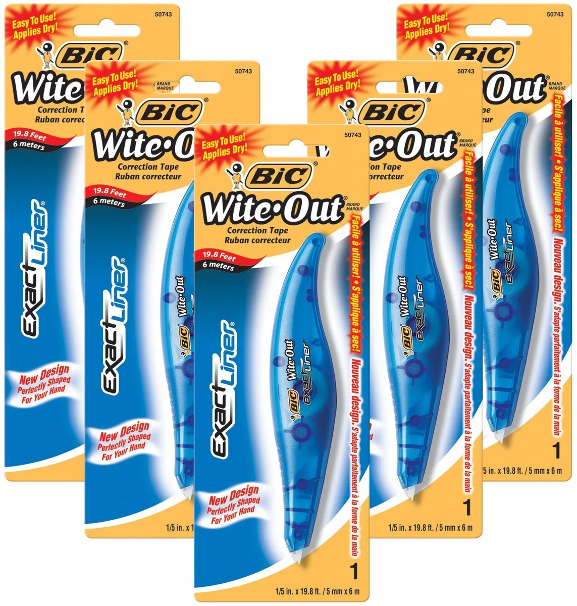 BIC White-Out Exact maleteros cinta correctora, 1/5 "x236 5 paquetes bolígrafos (WOELP11)