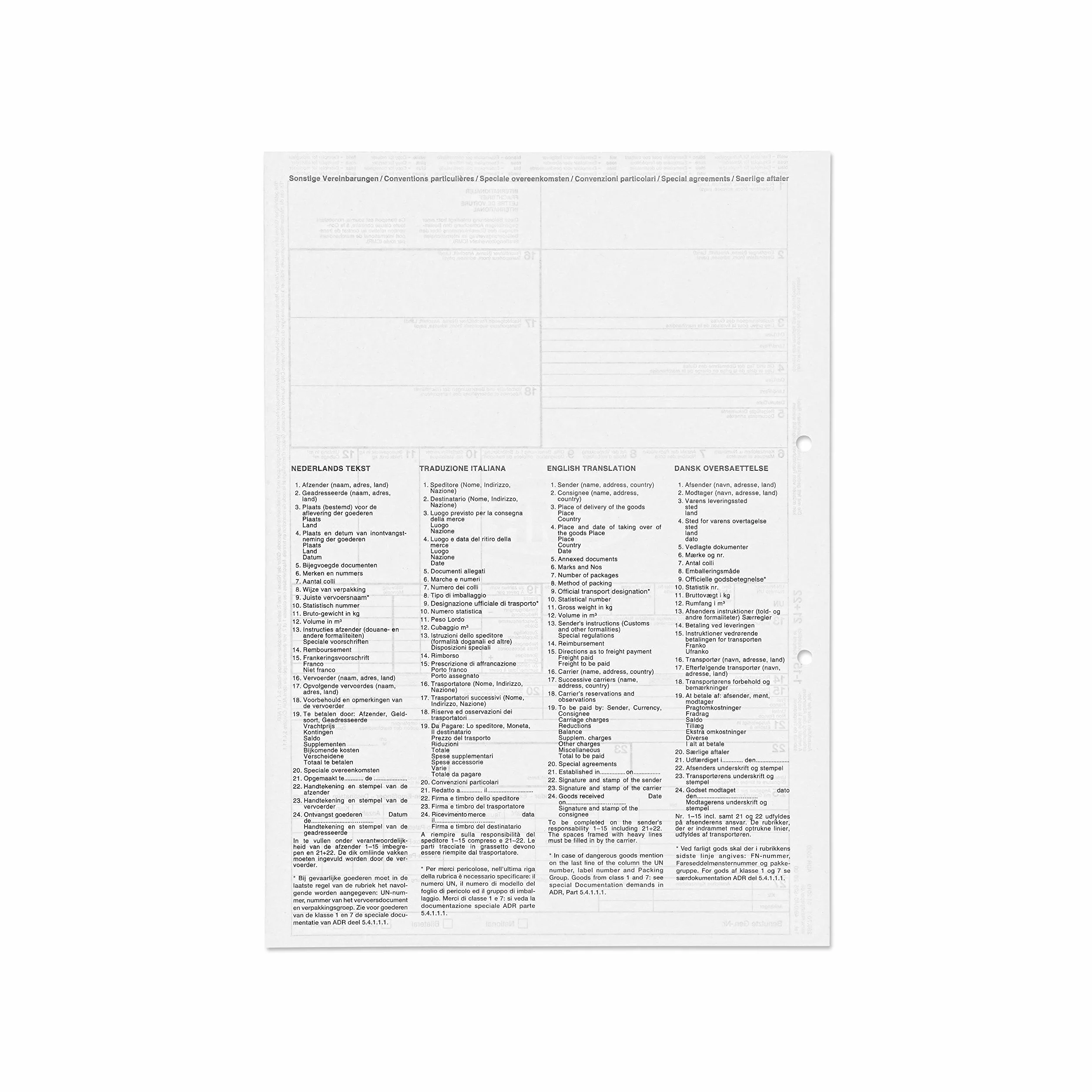 MASHPAPER CMR Carta De Coche Autocopiante Internacional 280701 (100 Piezas)