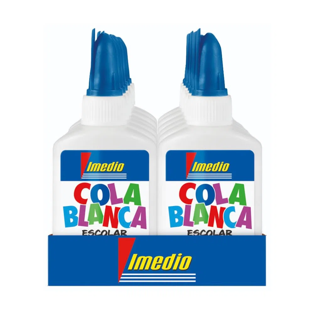 Lote 12 Pegamento COLA BLANCA Uso Escolar IMEDIO 125 GRAMOS + REGALO