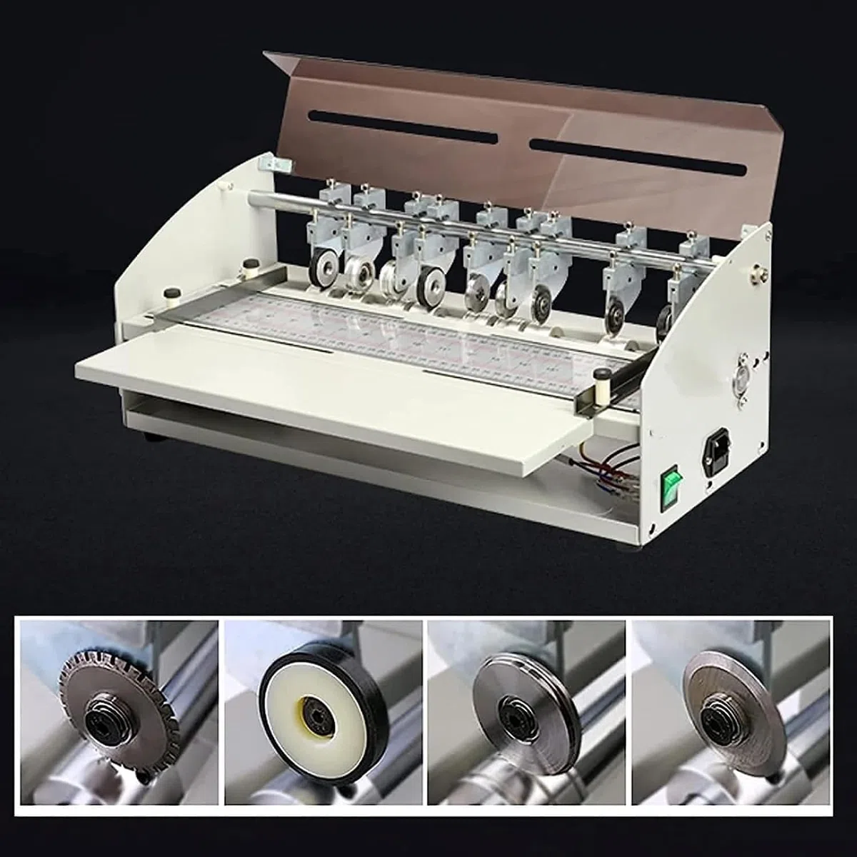 Máquina de plegado de papel, cortador perforador de 18 pulgadas con regla de escala, máquina plegable de papel multifunción para tarjetas, invitaciones, boletos, portadas de libros, fotos