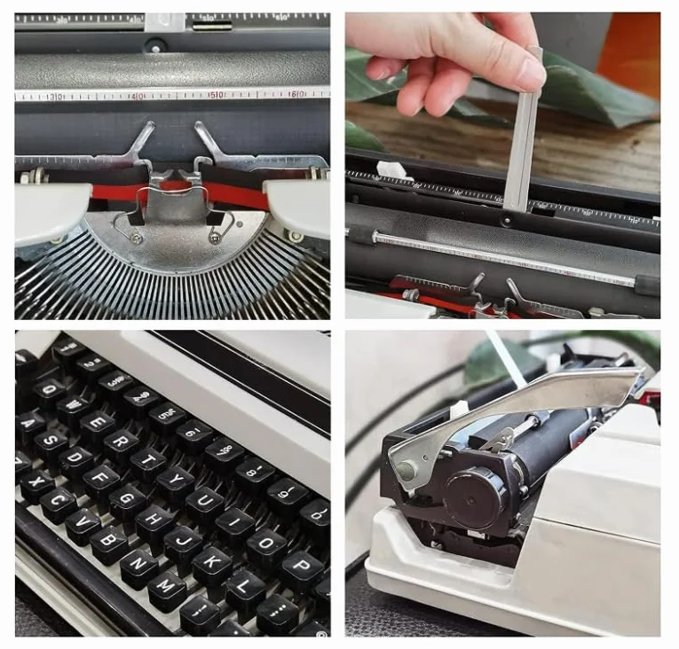 Máquina de Escribir mecánica Retro portátil, máquina de Escribir Manual Vintage, Letras, Escritura Creativa, artesanía, Juego de Escritura Gratis, Cinta roja Negra Negra de Doble Bobina,
