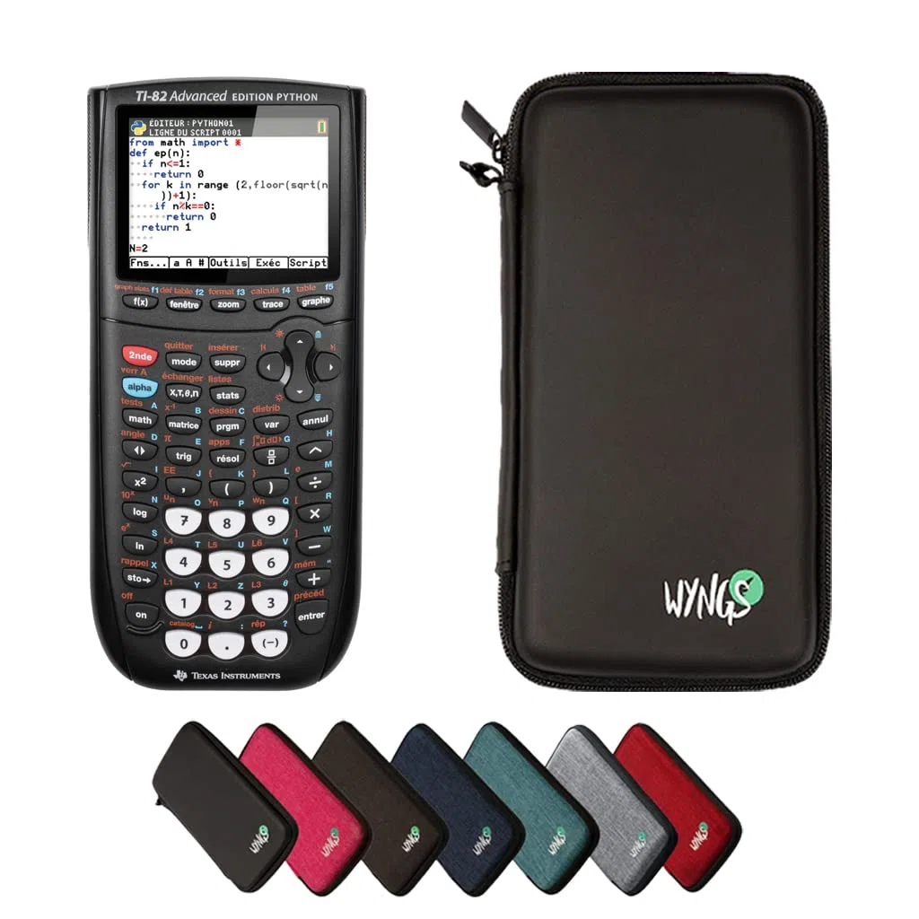 CALCUSO Paquete Básico Negro con Calculadora Grafica TI-82 Advanced Python Edition