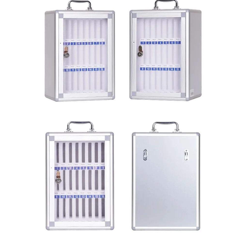 Gabinete De Almacenamiento para Teléfonos Móviles Aleación Aluminio Taquillas con Cerradura 24 Compartimentos Plateadas
