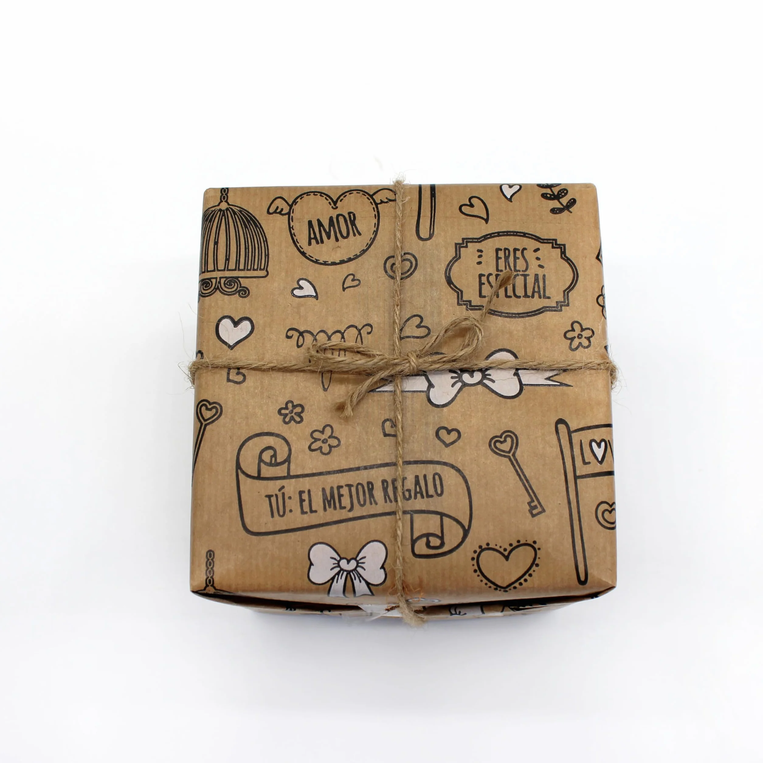 Papel de regalo kraft verjurado 62cm x 100m rollo frases positivas