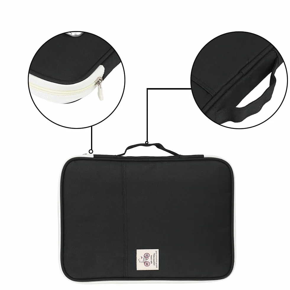 Tiiyee Bolsas Multifuncionales para Documentos A4, Carpeta con Asas Cremallera PortáTiles De Conferencias Portadocumentos Tela Multifuncional Bolsos Oxford Impermeable Oficina Escuela Negro