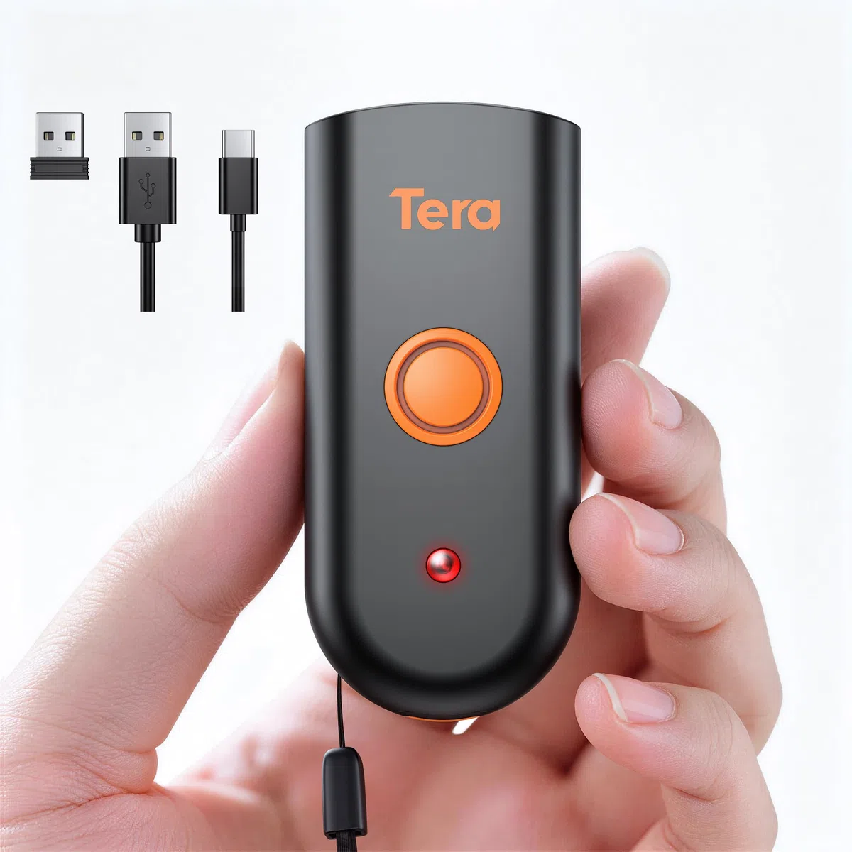 Tera Mini Lectores de Códigos de Barras Bluetooth Inalámbricos con USB (3 en 1) 1D/2D Escáner Portátil de Códigos QR de Mano Compatible con iOS Android Windows, Modelo 1100 2D-Nuevo