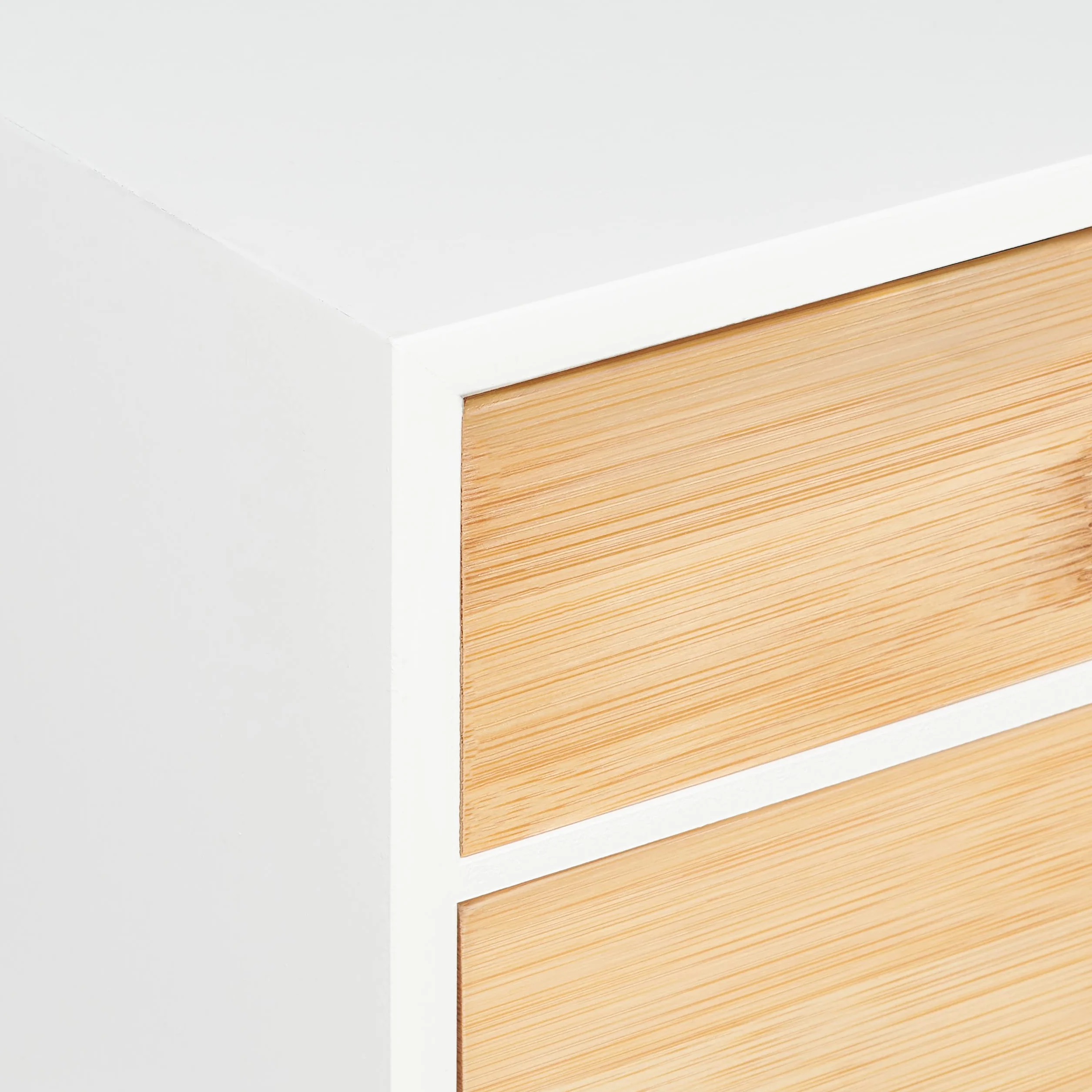 Relaxdays Organizador Escritorio 2 Cajones Bambú MDF 14x33x21cm Natural Blanco
