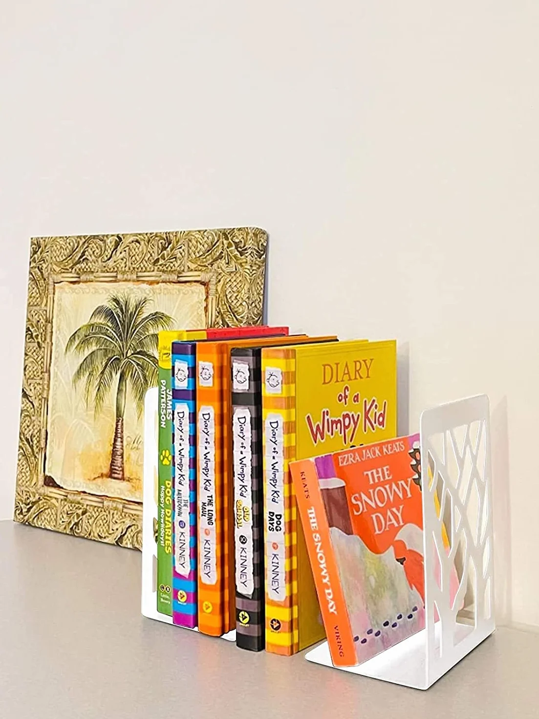 Sujetalibros, extremos de libros para sujetalibros para oficina de libro para libros pesados soporte de estante de libros para decoración del hogar soportes de metal sujetalibros blanco (8 pares)