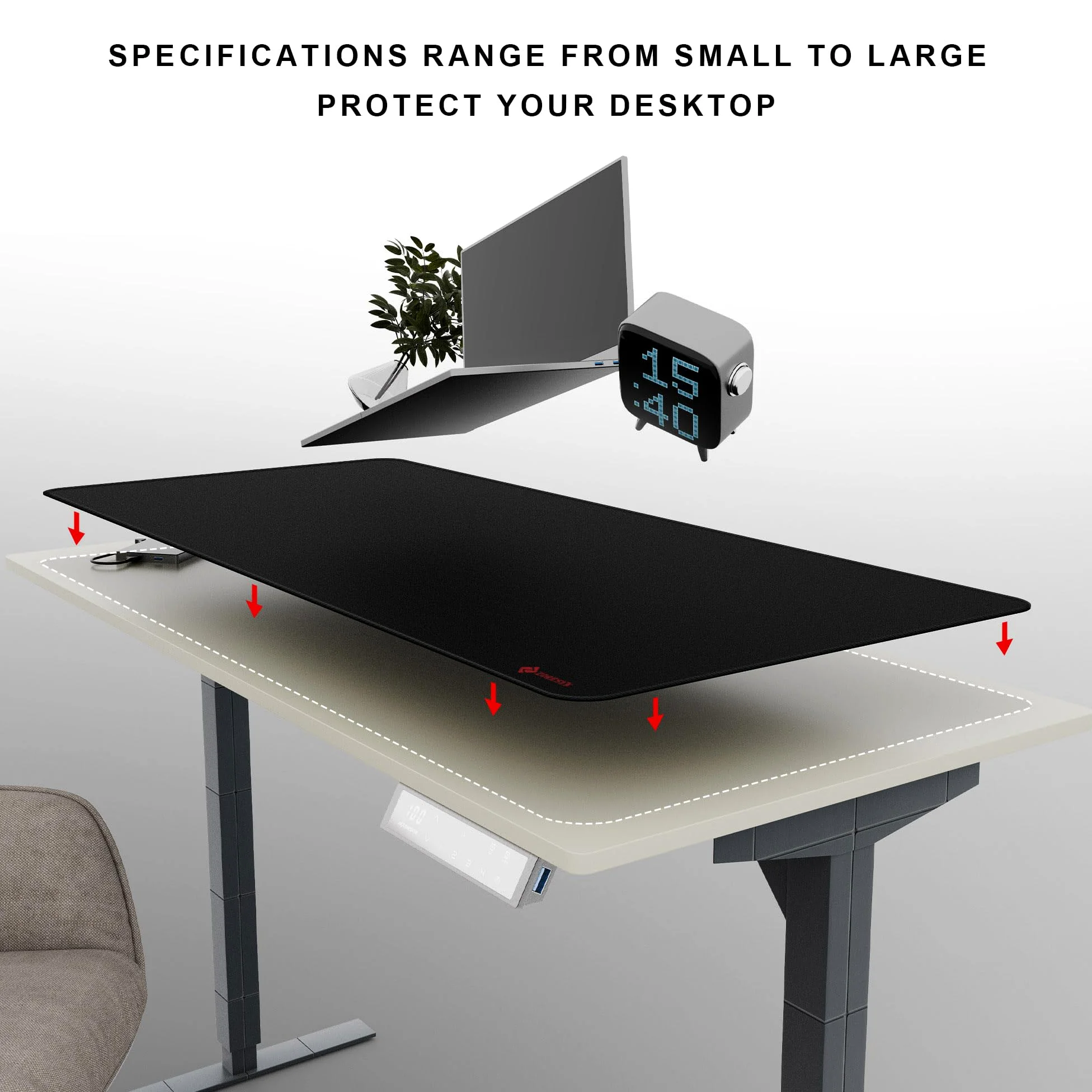 ZORESYN Alfombrilla de mouse grande de 43.3 x 19.7 pulgadas, alfombrilla de escritorio grande con superficie de tela y costuras duraderas, alfombrilla para teclado de computadora, protector de