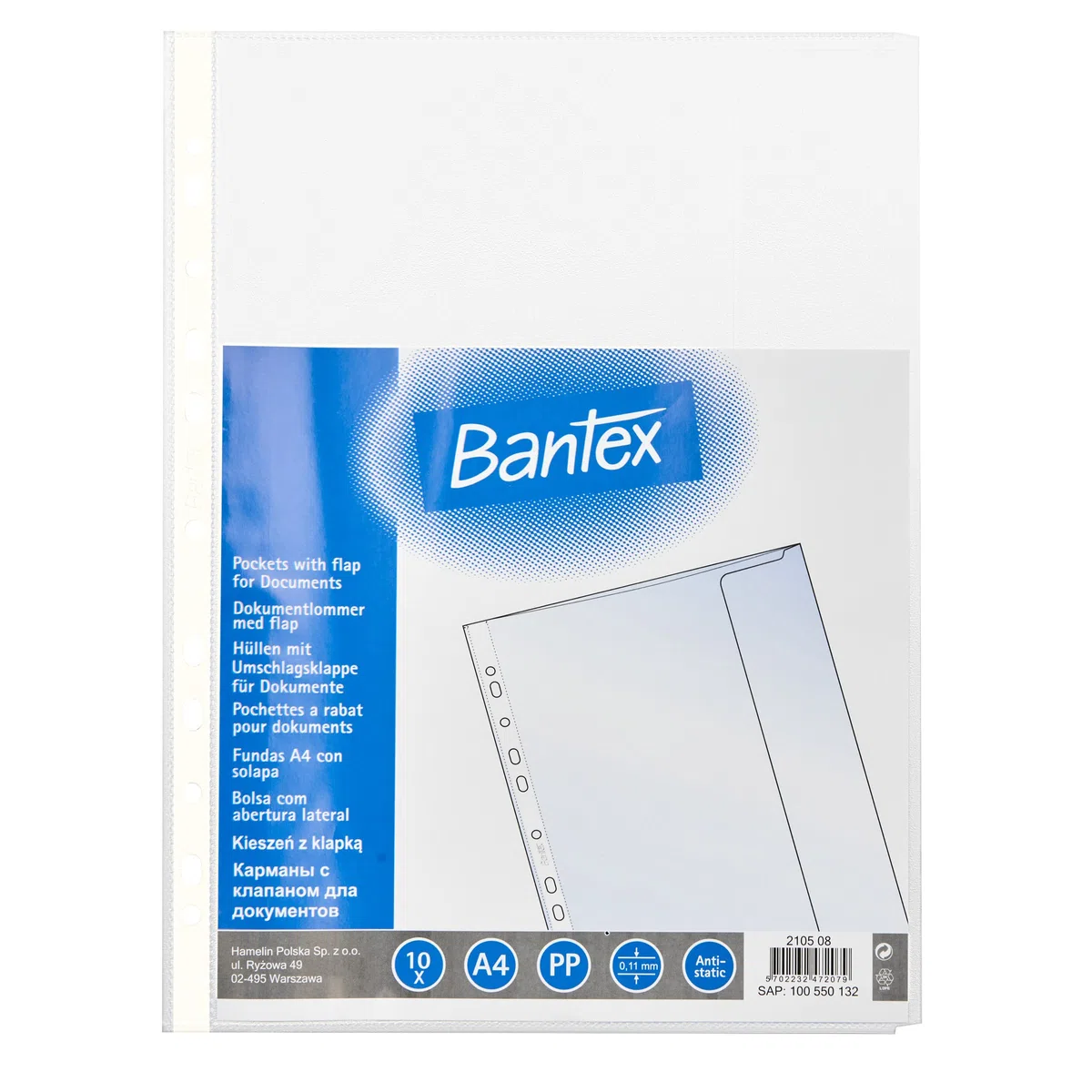 BANTEX 100550132 - Fundas para documentos (tamaño A4, 120 micras, 30 paquetes de 10 fundas)